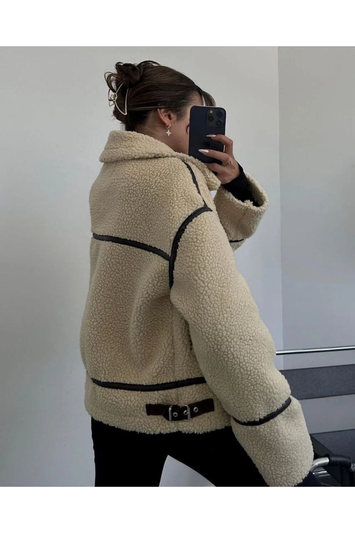 Topshop borg discount biker jacket