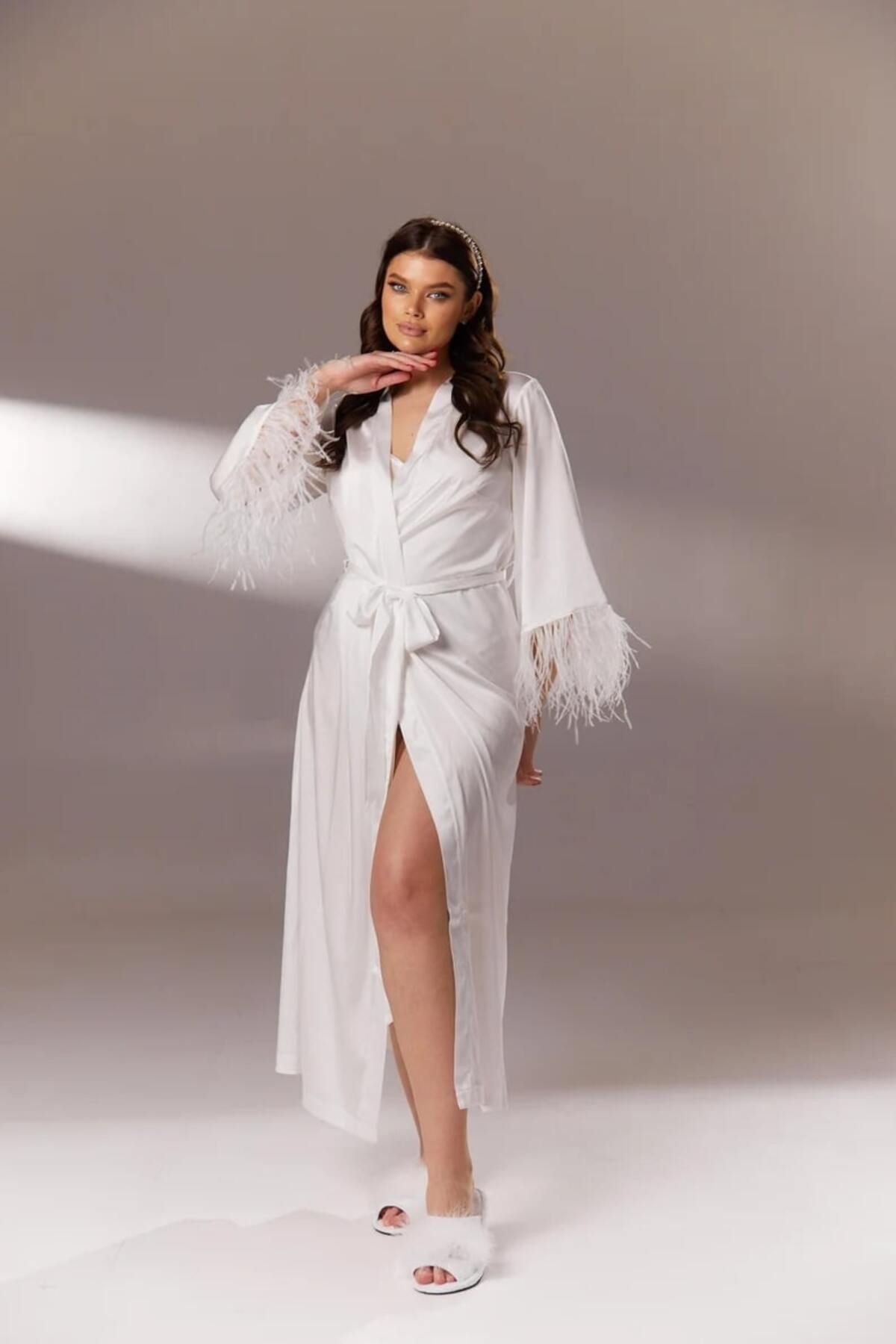 Silky long 2024 dressing gown
