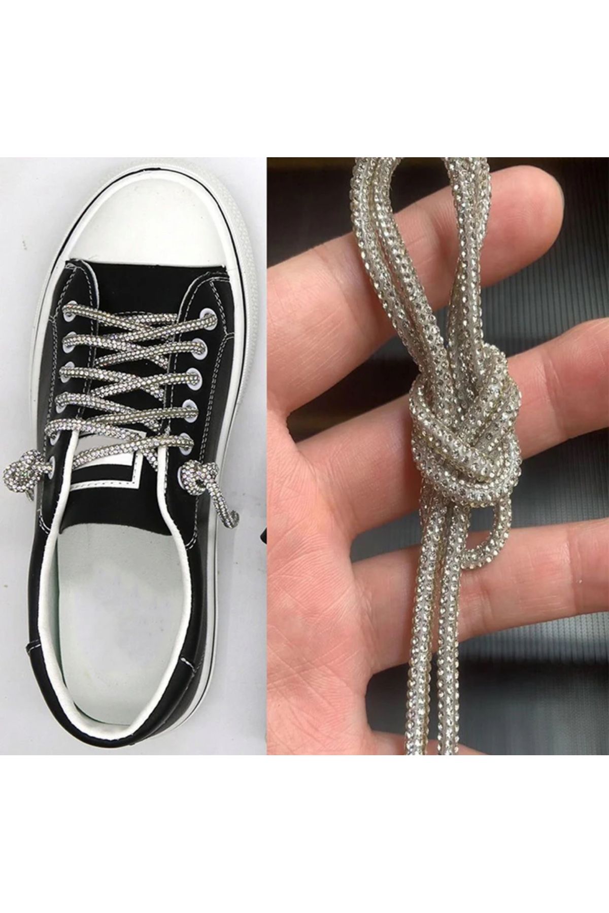 Silver chain shoelaces top