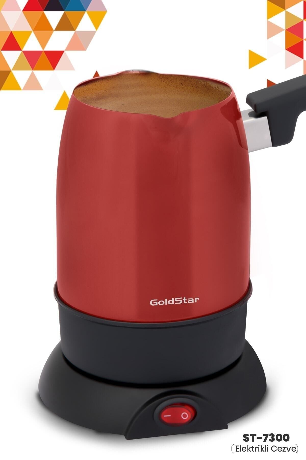 GoldStar ST7300VK Vişne Kırmızı Çift Ağızlı Çelik Elektrikli Cezve