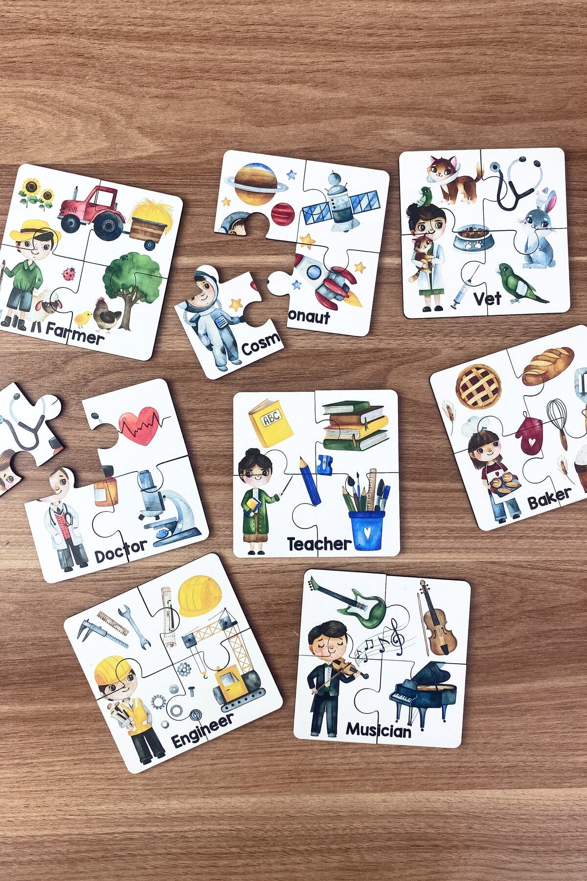 Enjoymydesign Meslekleri Öğreniyorum Ahşap Üç Parçalı Eşleştirme Oyunu Okul Öncesi Bebek Eğitici Oyuncak fotoğrafı 5 (önizleme)