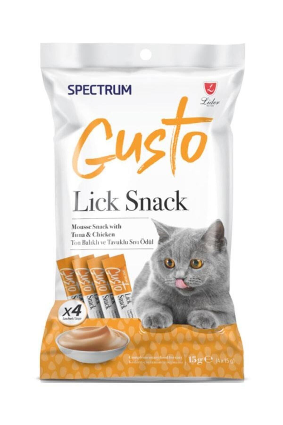 Spectrum Gusto Lick Snack Ton Balığı ve Tavuklu Sıvı Kedi Ödülü 4x15gr PatiGross.SPG-004