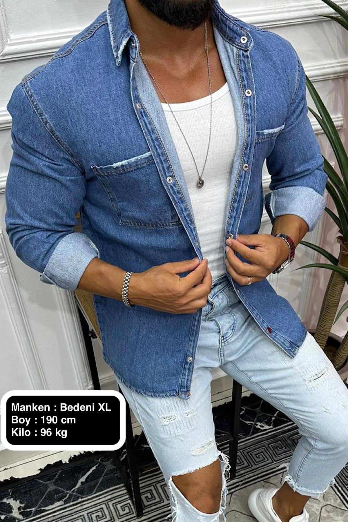 Denim shirt jacket mens store
