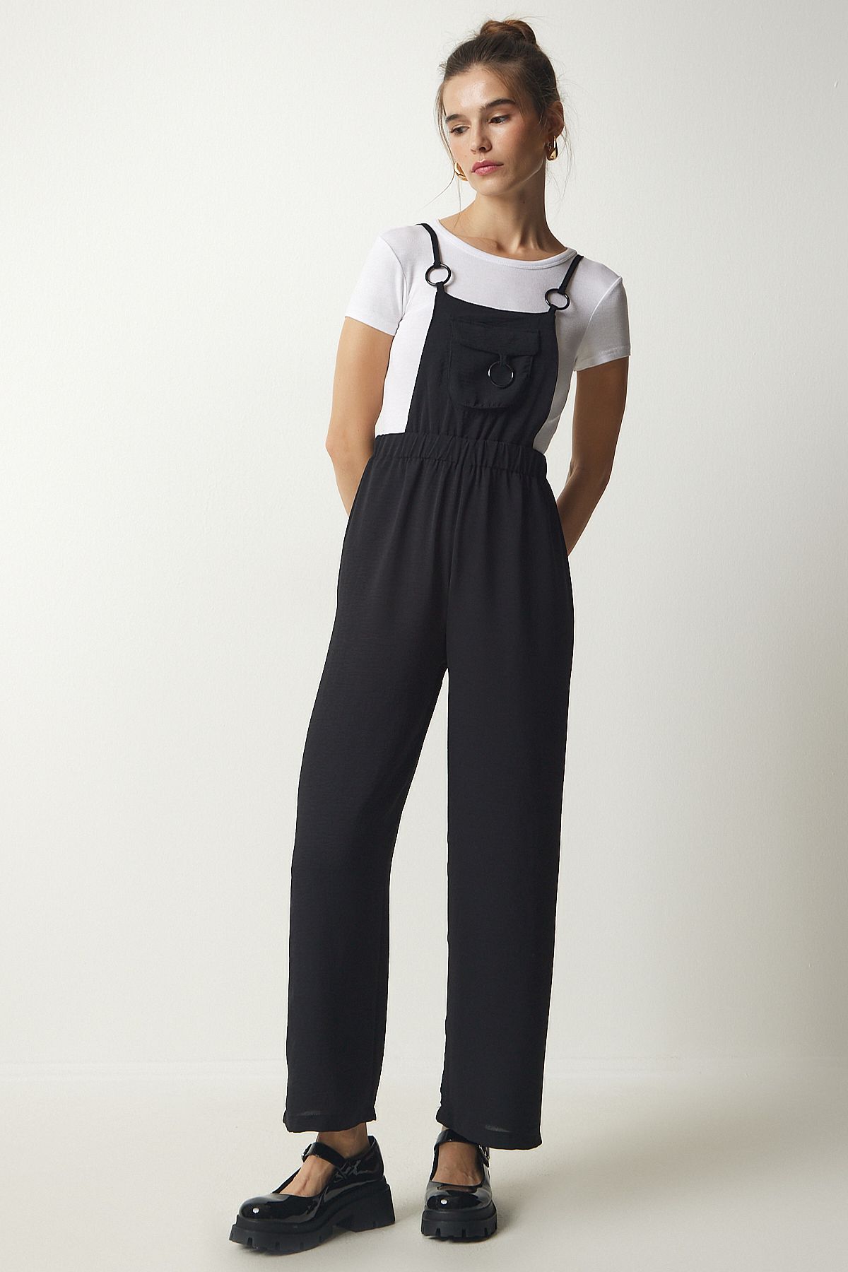 VOLT CLOTHİNG Women's Black Pocket Strap Casual Flowy Jumpsuit - Trendyol