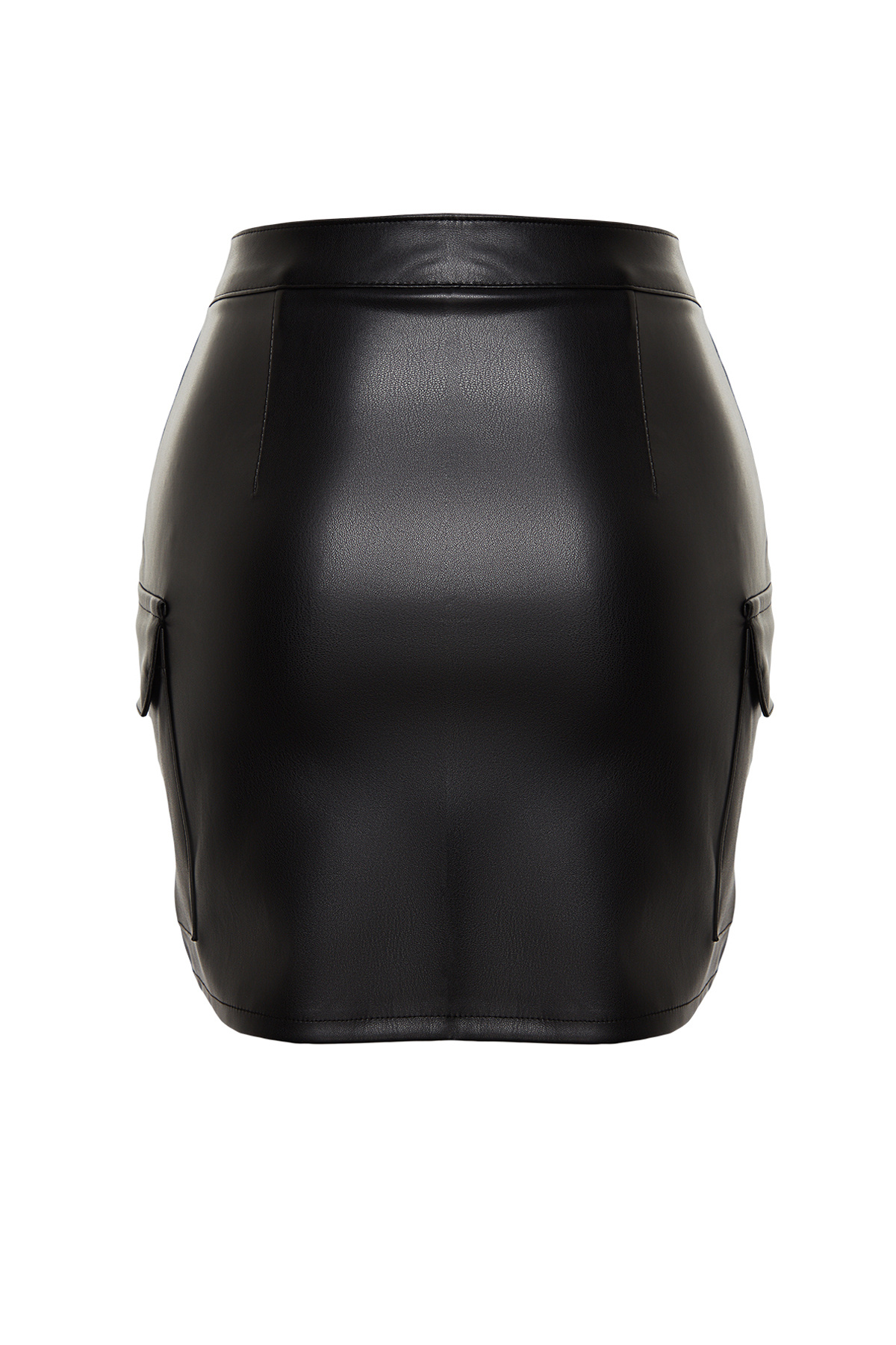 Trendyolmilla  Siyah Suni Deri Kargo Cepli Yüksek Bel Vücuda Oturan Mini Etek TWOAW24ET00148 - Görsel 8