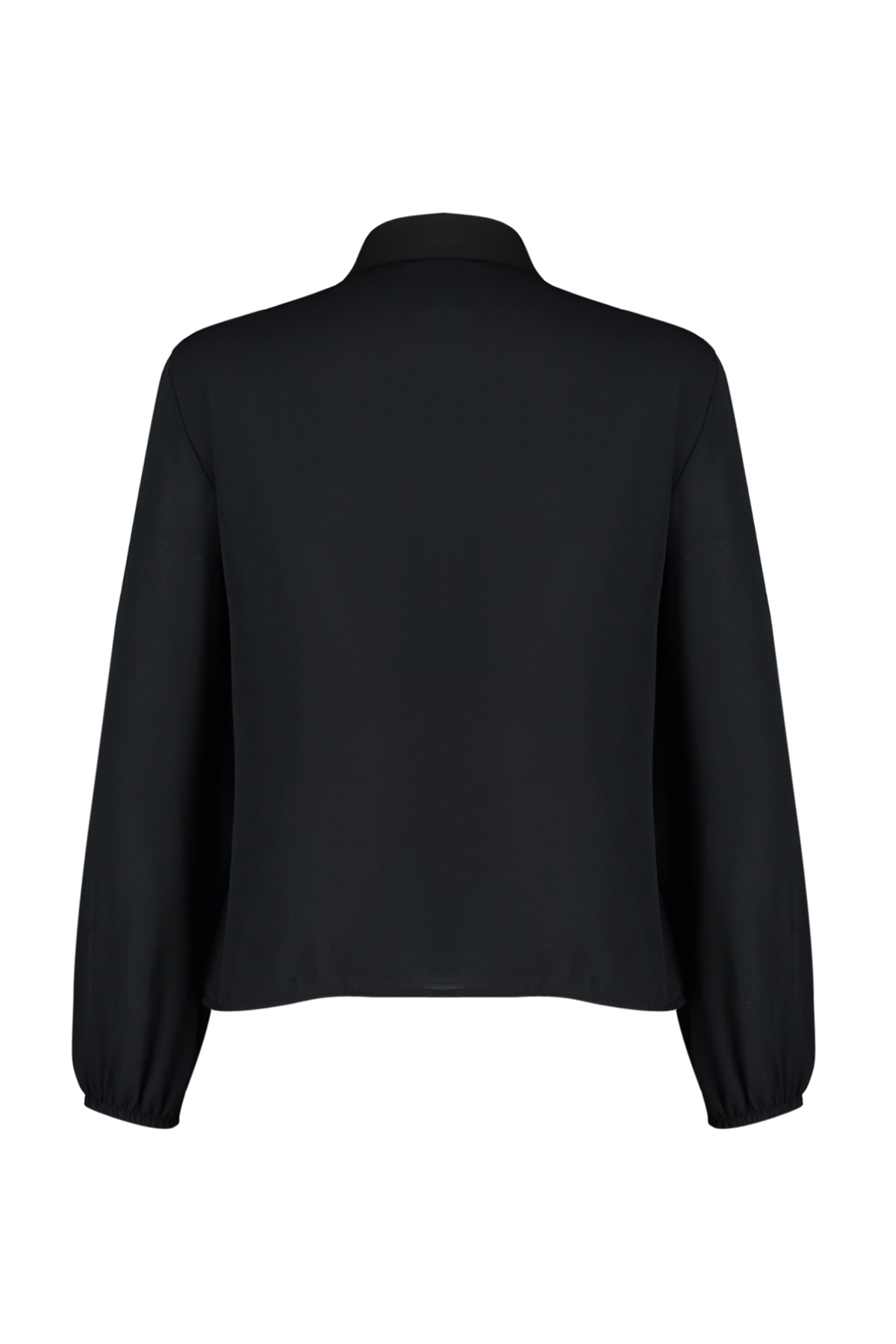 Trendyolmilla  Siyah Çıkarılabilir Fiyonklu Oversize Dokuma Gömlek TWOAW24GO00164 - Görsel 8