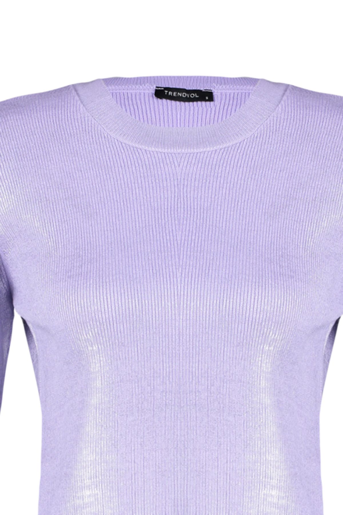 Trendyol Collection-Pulover tricotaj imprimat folie de bază liliac TWOAW24KZ01086 8