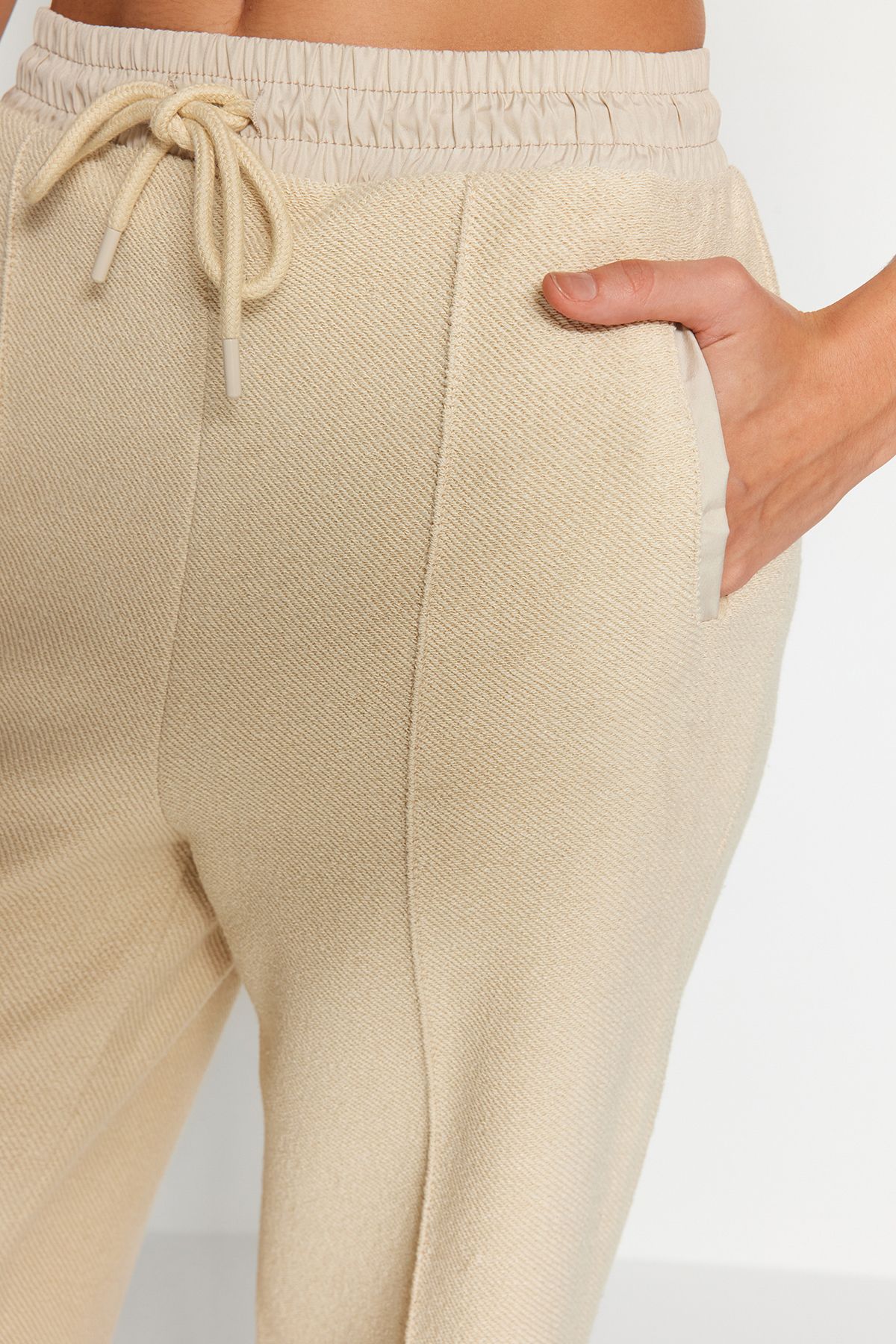 Trendyol Collection-Stone Parachute Garni Λεπτομερής ίσια εφαρμογή Πλεκτό Παντελόνι Φούτερ TWOAW24EA00022 4