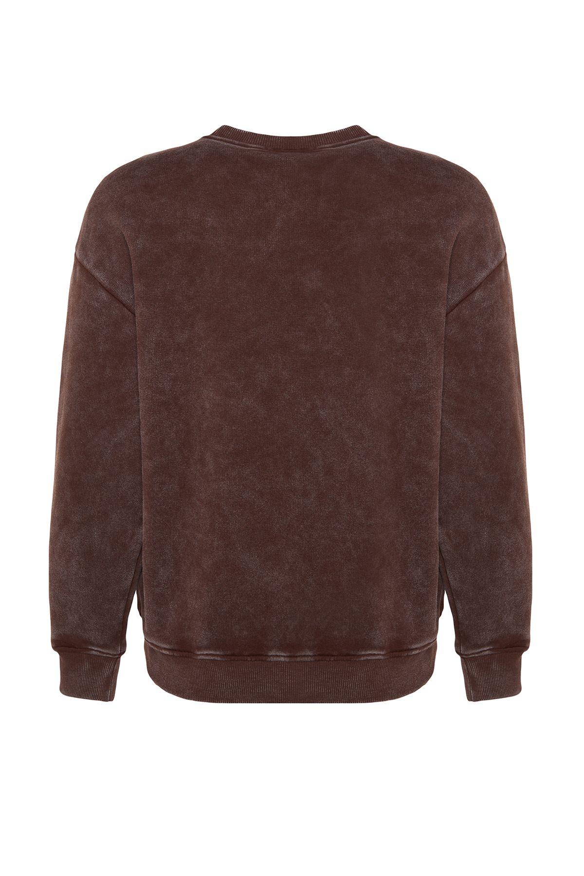 Trendyol Collection-Καφέ αντίκα/παλό εφέ χοντρό μαργαριτάρι φλις Λεπτομερές κανονικό πλεκτό φούτερ TWOAW24SW00152 8