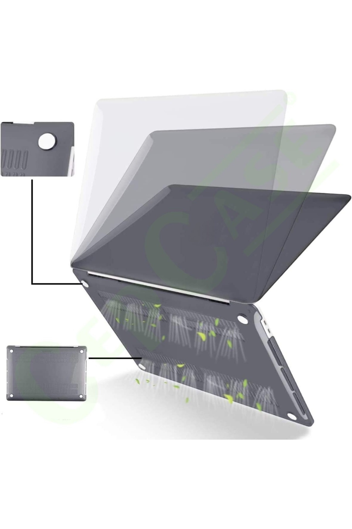 Macbook Pro 16.2'' 2021 A2485 Kılıf Hava Kanallı 360 Derece Kristal Şeffaf Koruyucu Kapak 5