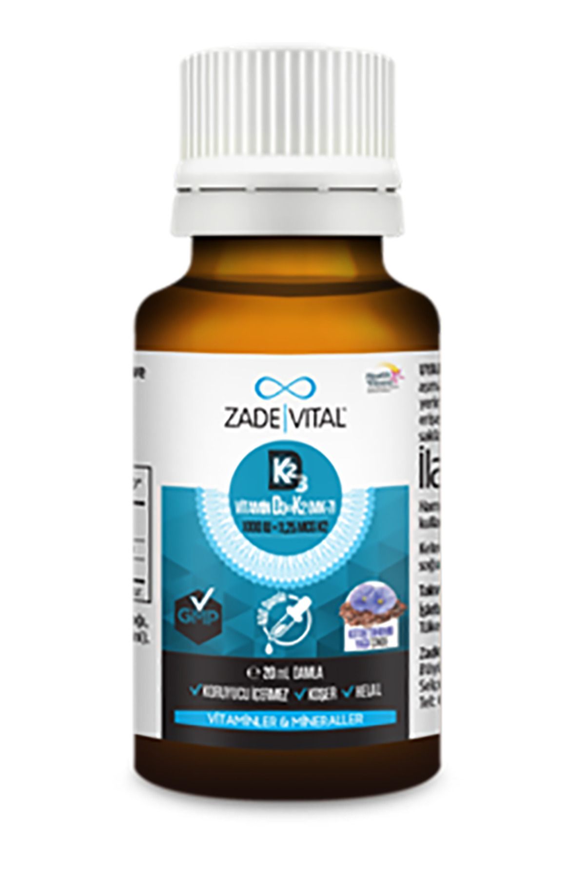 Zade Vital-D3 K2 (MK-7) VITAMIN AND LINEN SEED OIL DROP (20ml) 3