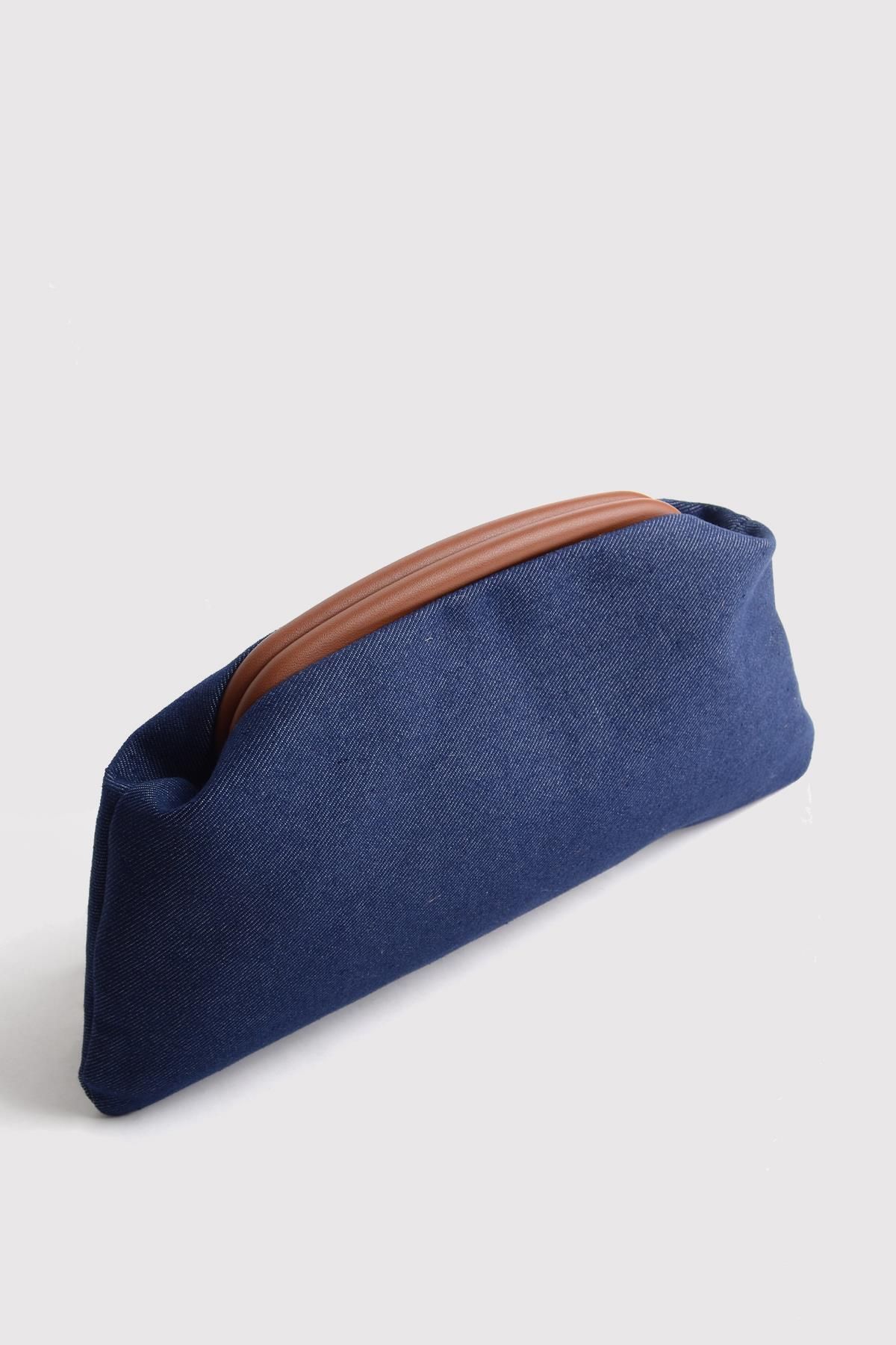 Dark tan top clutch bag