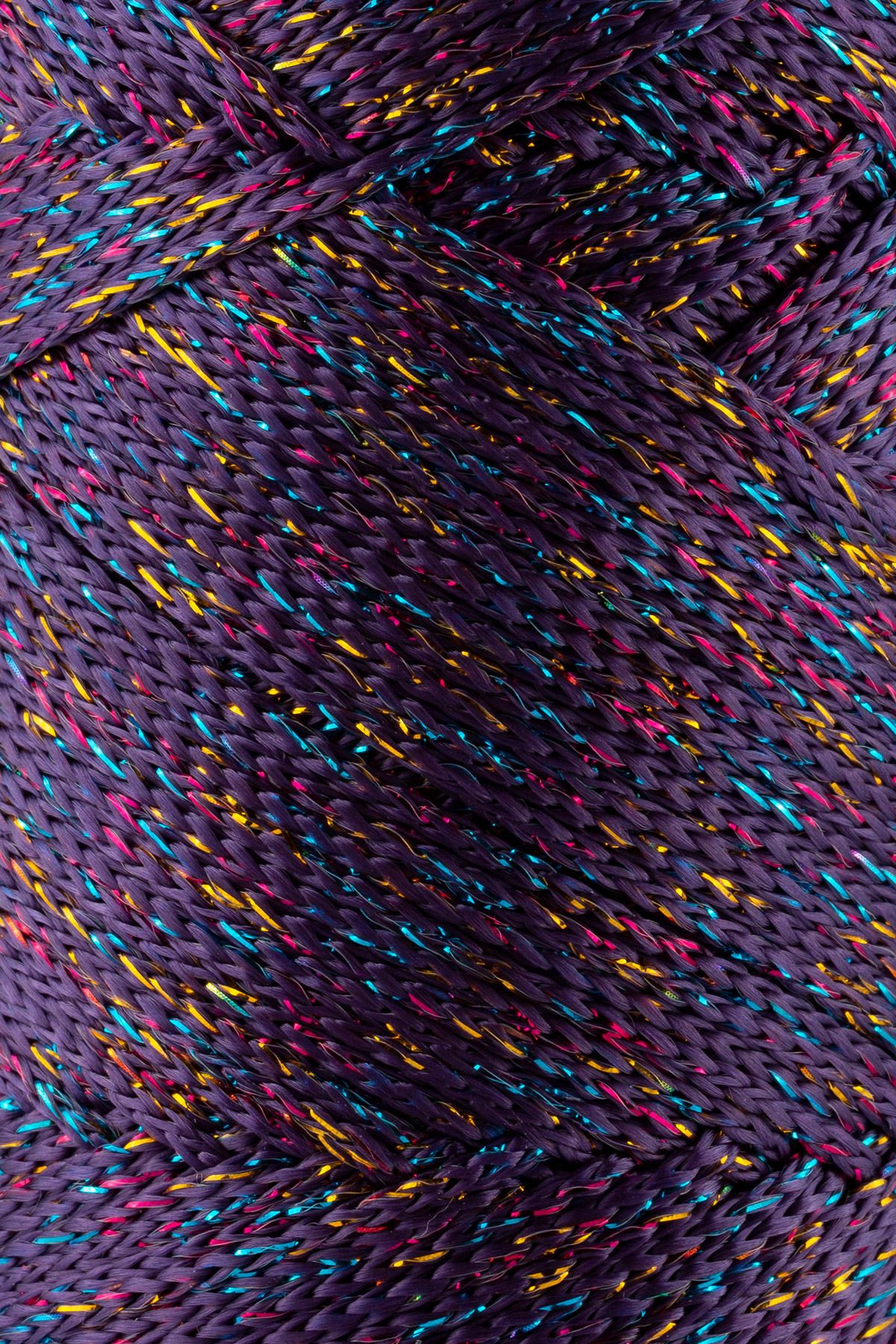 SENSY-Multi Sparkle Glitter Multi Colored 200 gr Polyester Macrame Thread Purple 2 Mm - 230 M 2