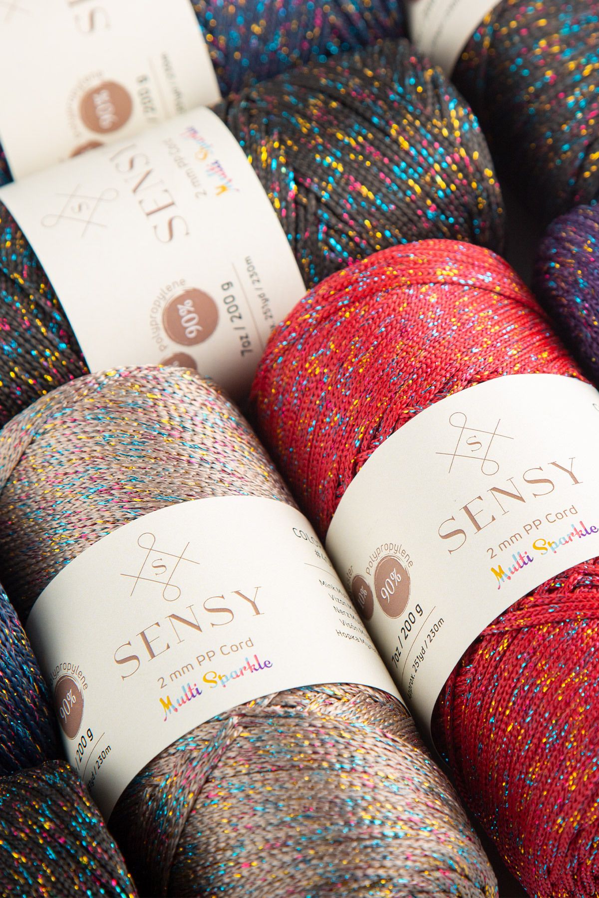 SENSY-Multi Sparkle Glitter 200 gr Polyester Macrame Thread Dark Gray 2 Mm - 230 M Bag thread 4