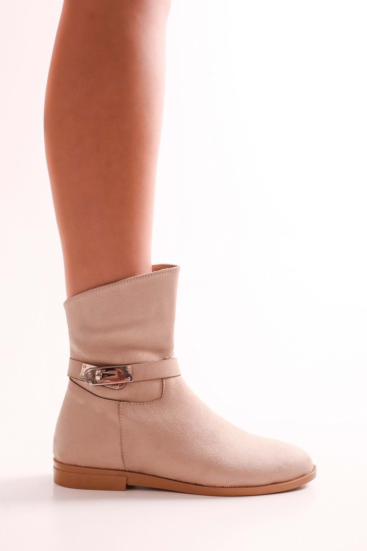 Shoeberry-Női Tiesel bézs velúr sarkú csizma bézs velúr 3