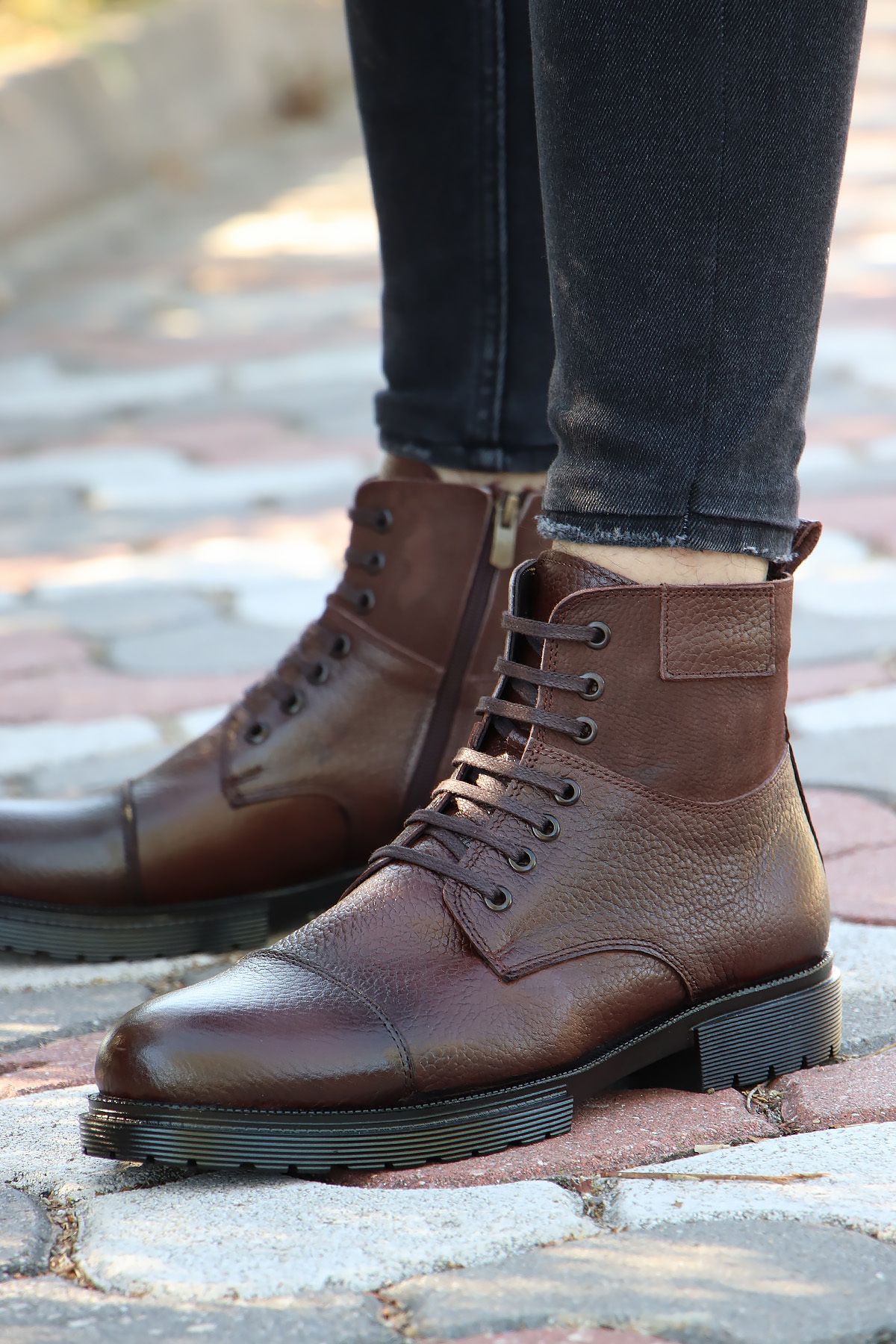 Dark brown leather boots hotsell