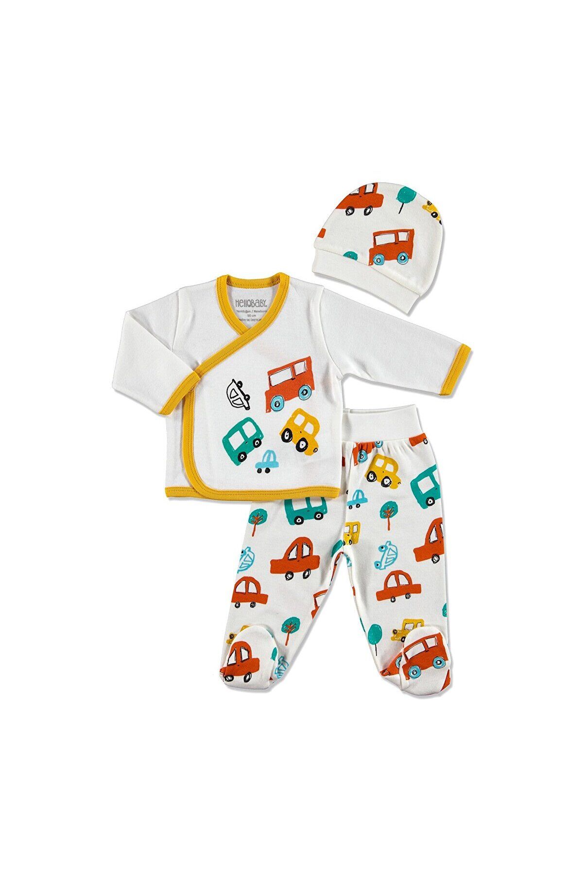 HelloBaby Vehicles نوزادی 3 تیکه بادی-کلاه-بافتی ebebek Hello Baby