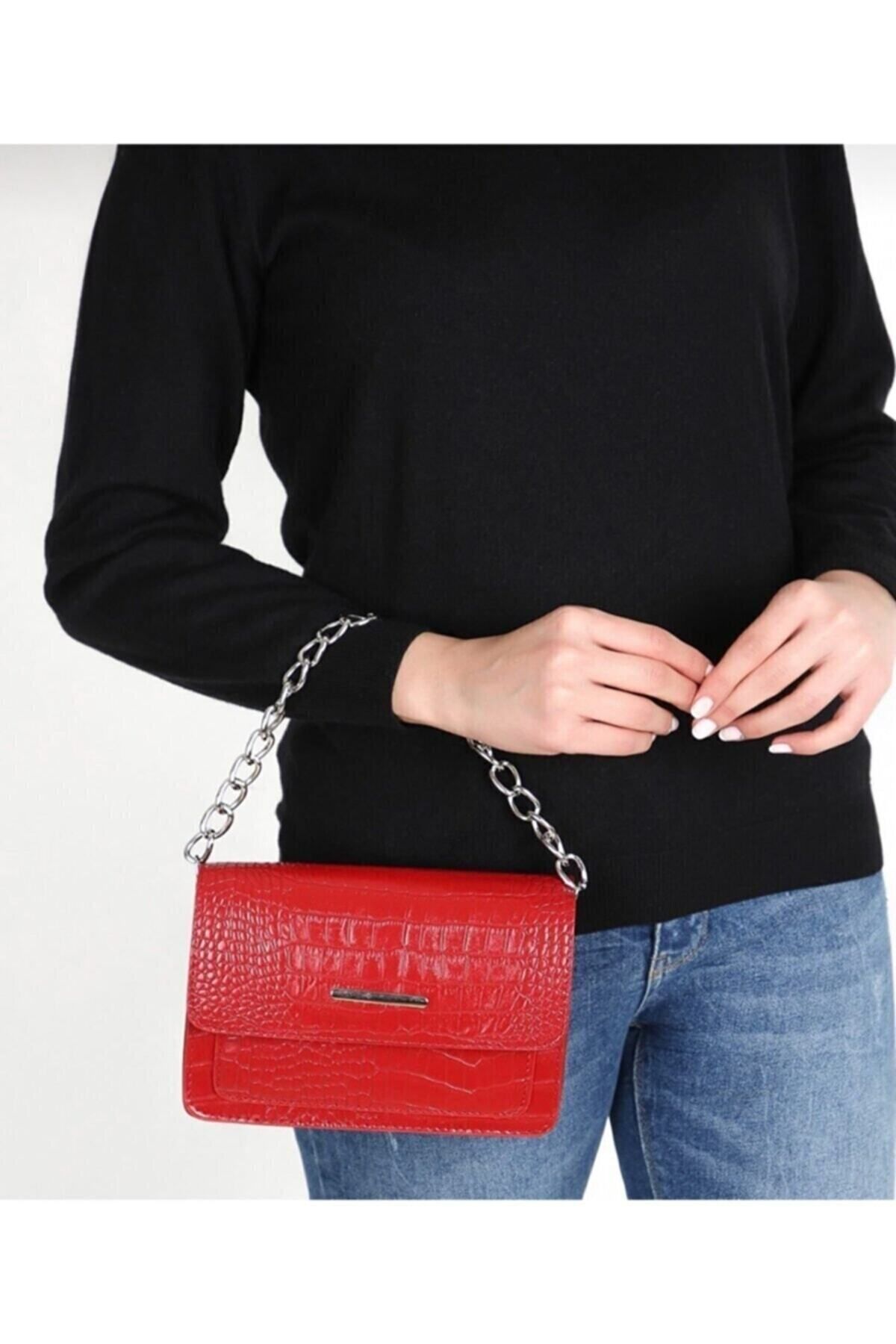Red croc clutch bag sales