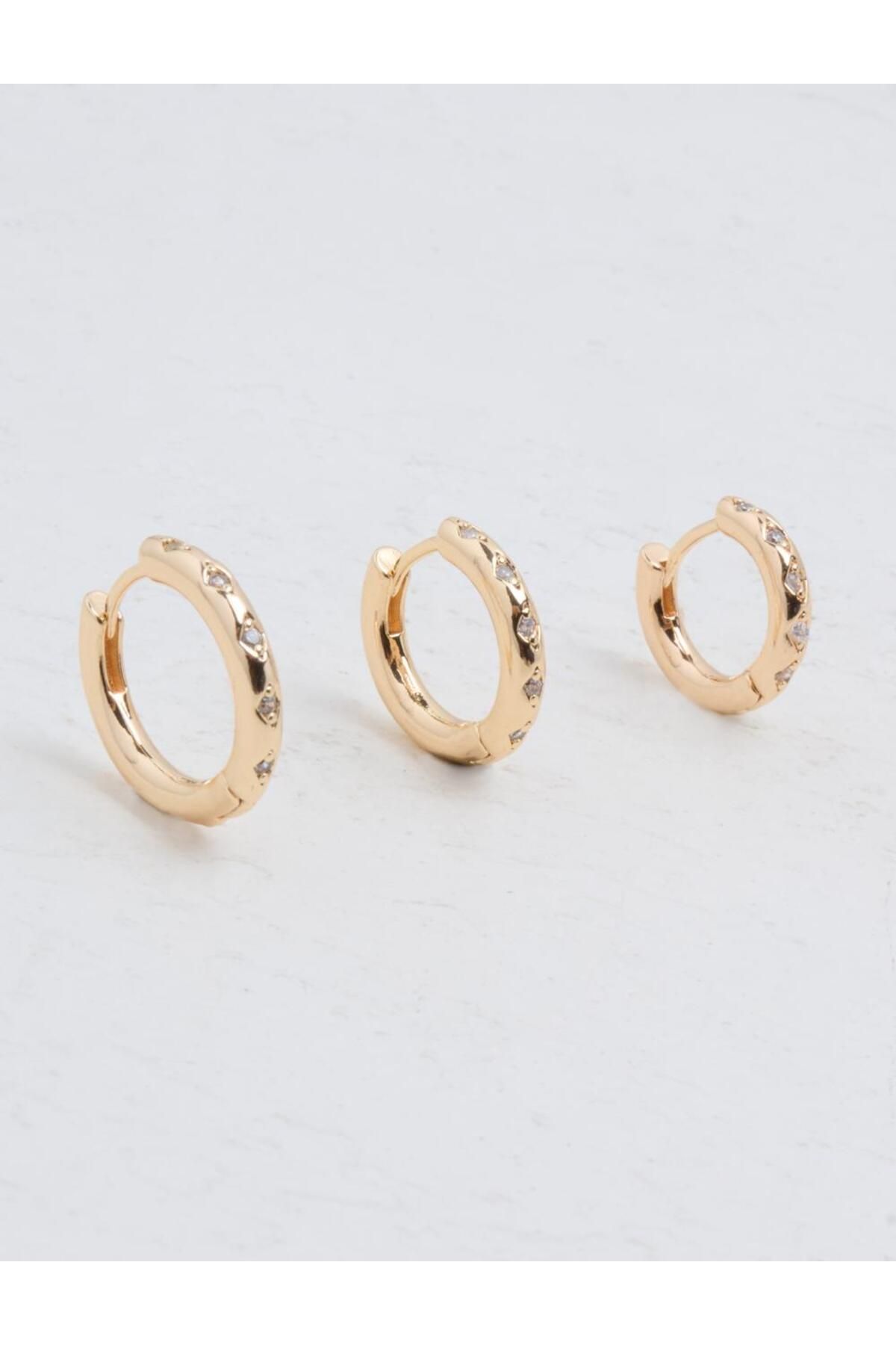 Gold hoop top earring sets