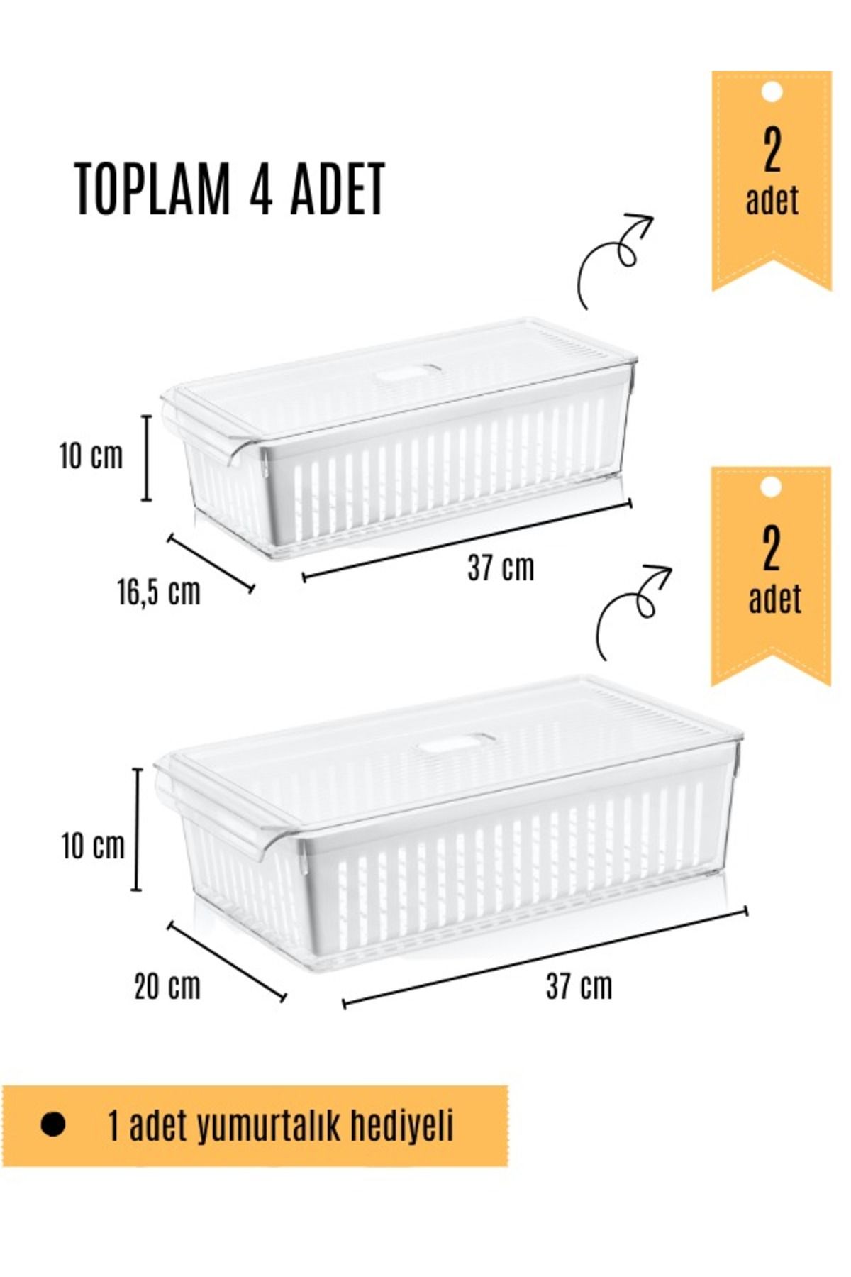 simplicity-Set of 4 Fridge Organizer - Maxi and Midi Organizer with Strainer 2