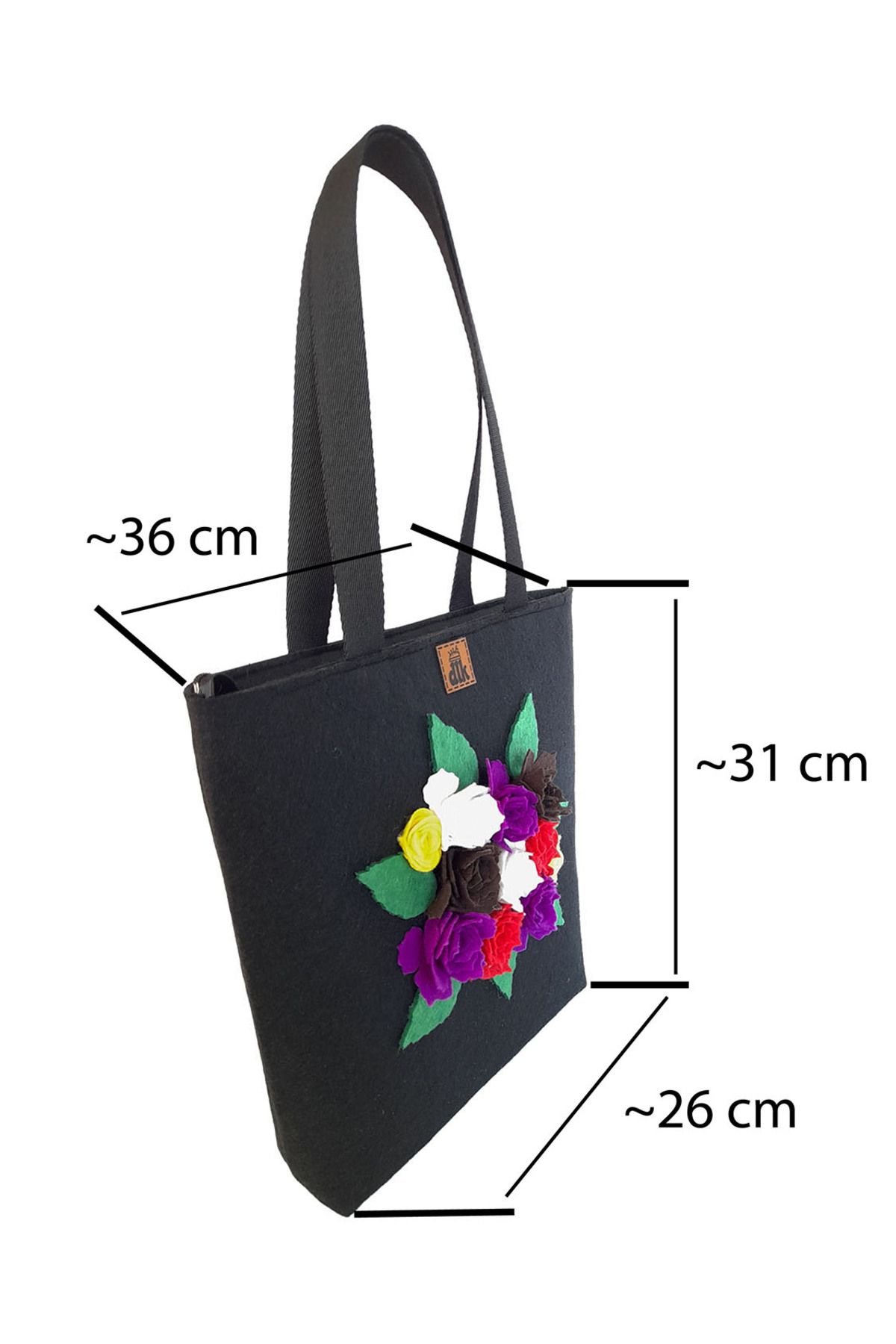 dilekolay-Handmade Medium Size Felt Shoulder Bag - From Roses -35x31cm 7