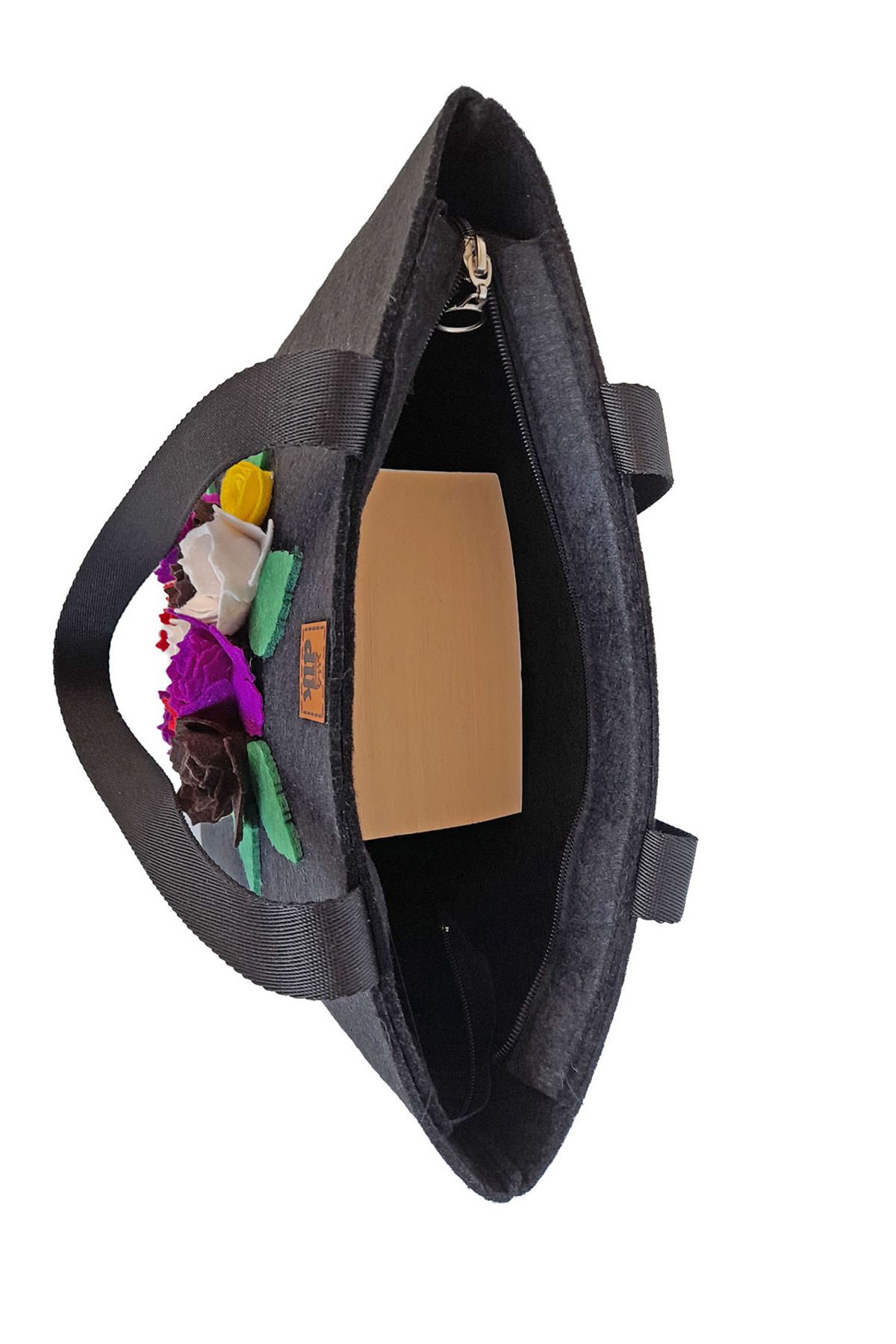 dilekolay-Handmade Medium Size Felt Shoulder Bag - From Roses -35x31cm 5