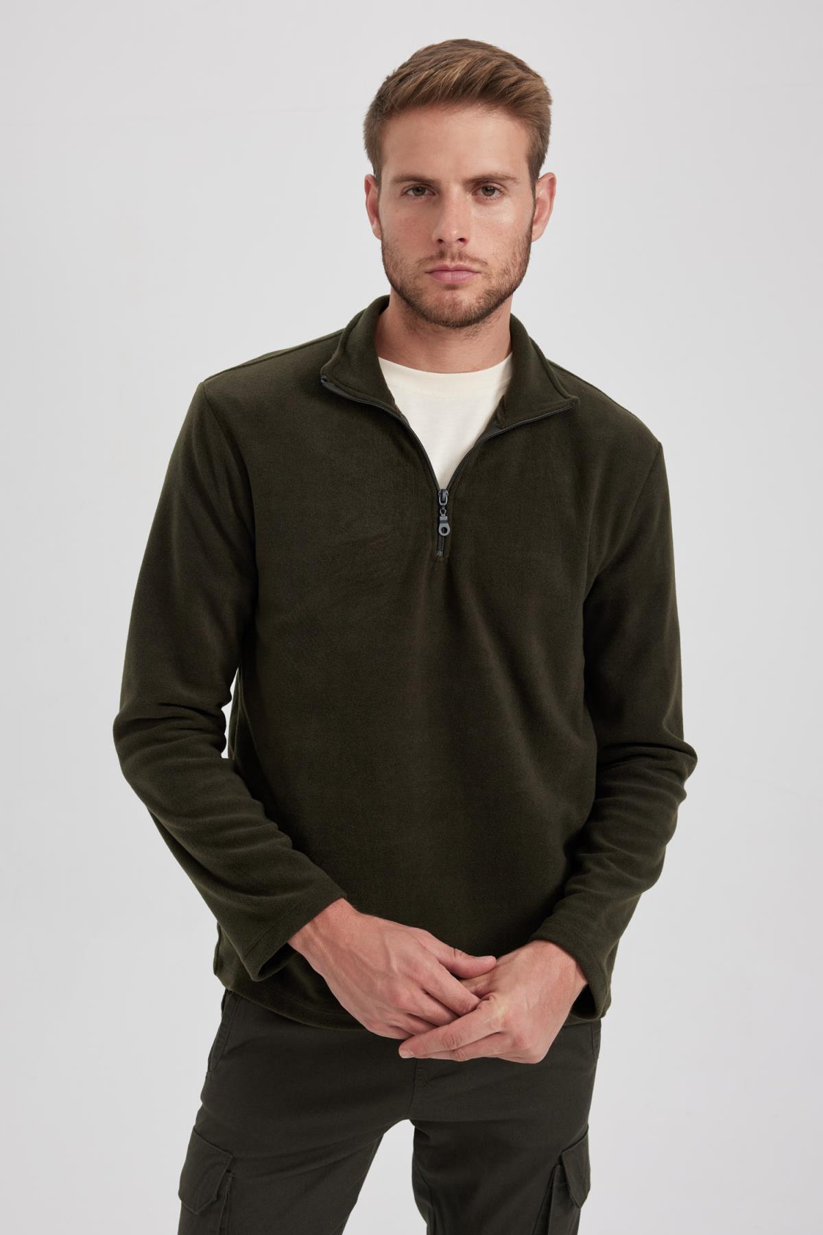 سویشرت مردانه خاکی دفاکتو | Y3996AZ23AU اورجینال - تصویر 3