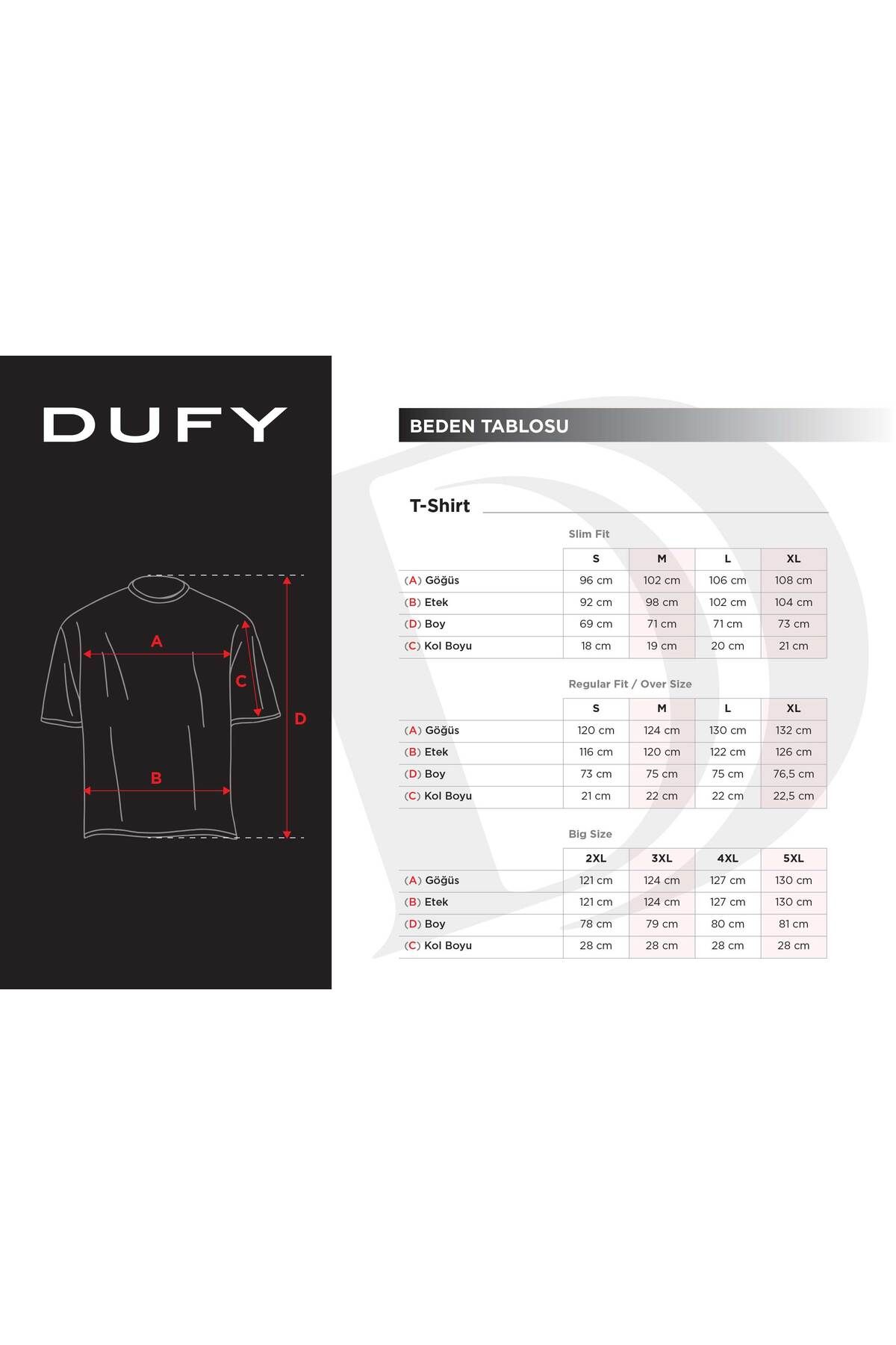 تی شرت قهوه ای طرح چاپی یقه گرد مدل اسلیم فیت آستین کوتاه مردانه دوفی Dufy (برند ترکیه)
