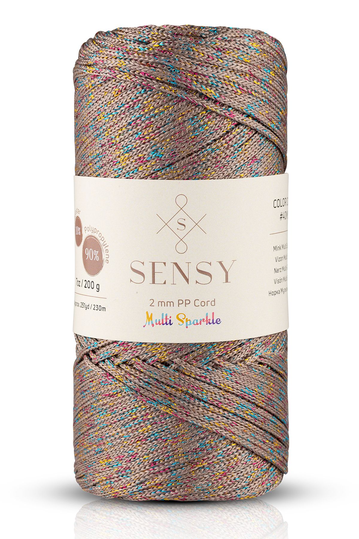 SENSY-Multi Sparkle Glitter 200 gr Polyester Macrame Thread Mink 2 Mm - 230 M Supla Thread 1