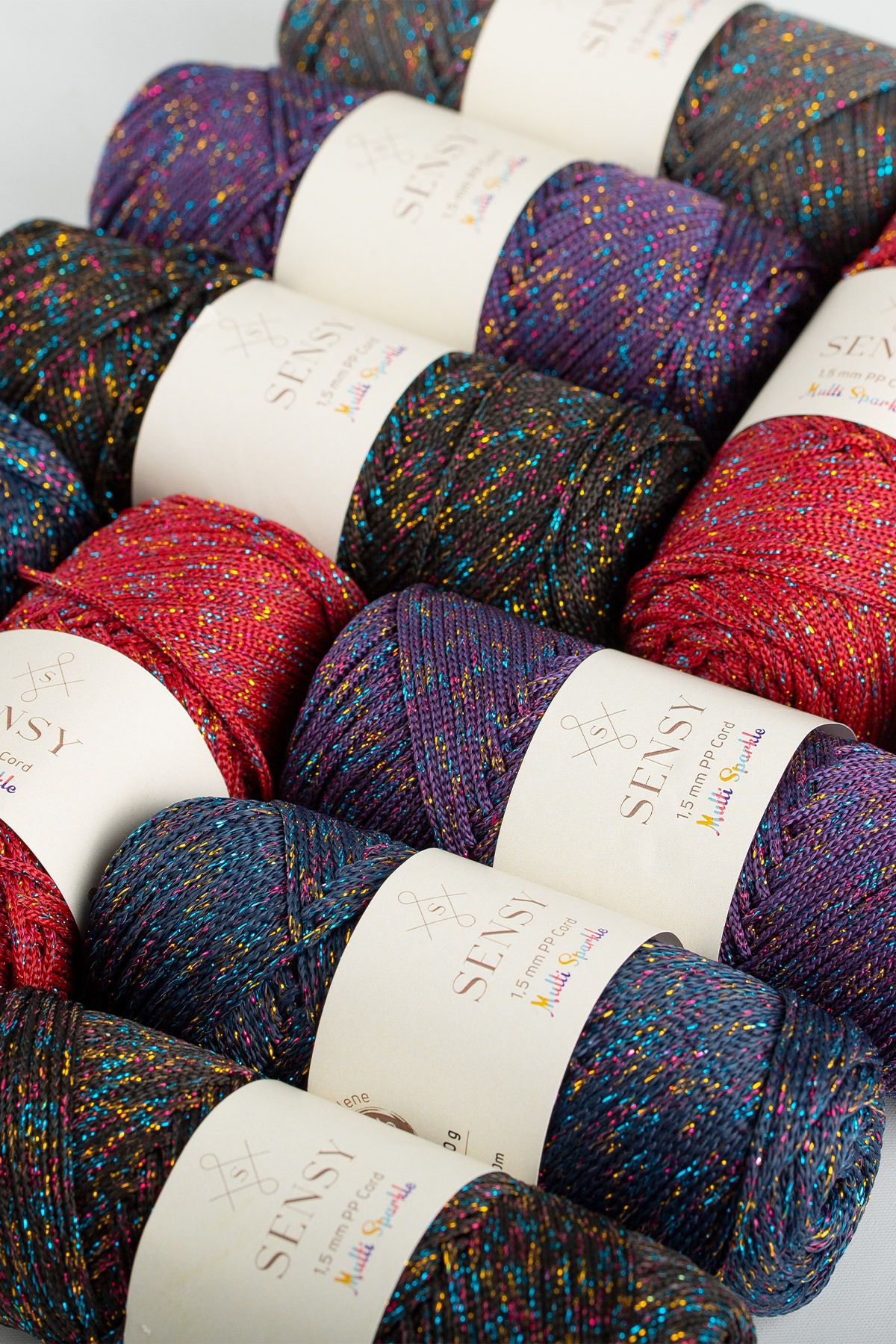 SENSY-Multi Sparkle Glitter Multicolored Thread 100 Gr Polyester Macrame Thread Black 1.5 Mm - 150 M 5