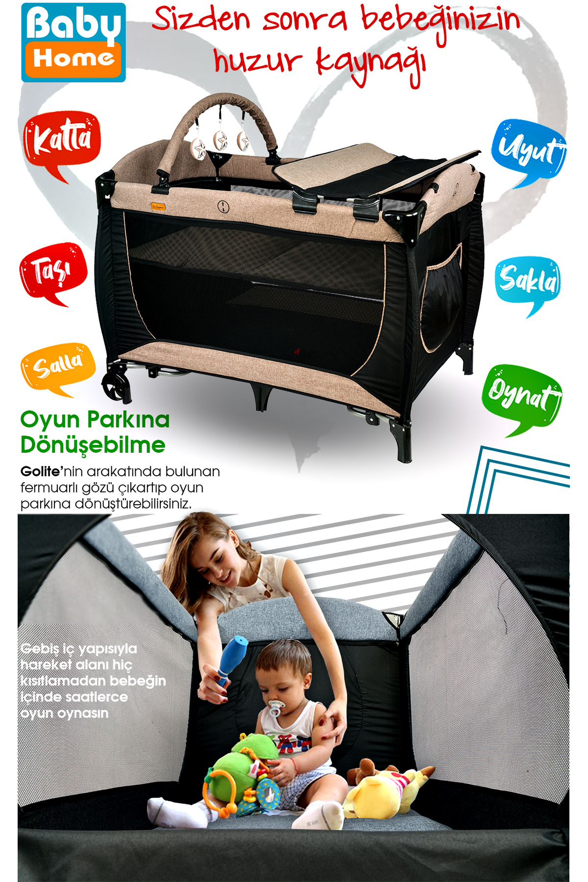 Baby Home 9 In 1 Full Takım 990 Travel Sistem Bebek Arabası 560 Oyun Parkı Yatak Beşik 330 Ev Tipi Ana Kucağı fotoğrafı 6 (önizleme)