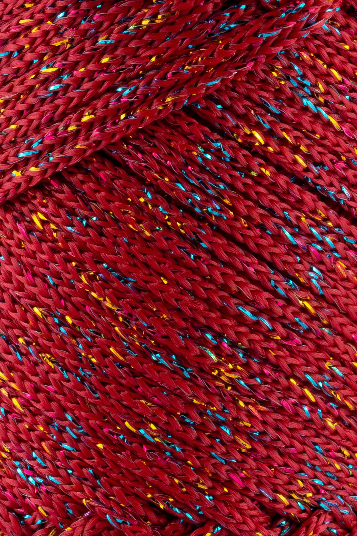 SENSY-Multi Sparkle Glitter Multicolored Thread 100 Gr Polyester Macrame Thread Dark Red 1.5 Mm - 150 M 2