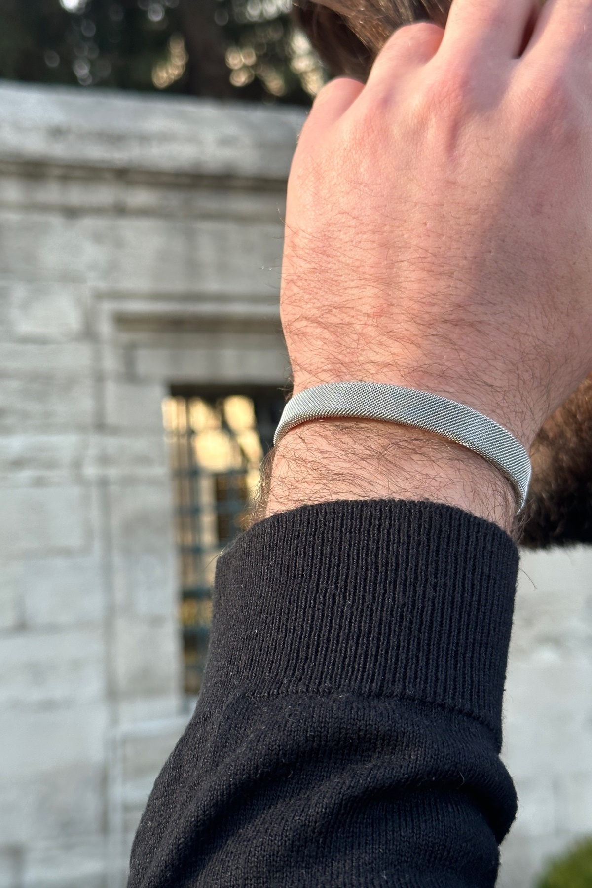 Örgü Hasır Model Kelepçe Unisex Çelik Bileklik Bilezik