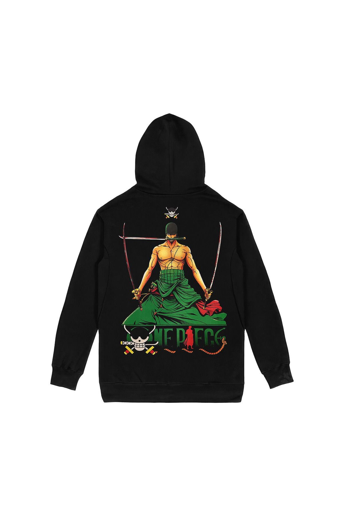 Orijin Tekstil One Piece Roronoa Zoro On Arka Bask l Siyah Kap onlu Sweatshirt Fiyat Yorumlar Trendyol