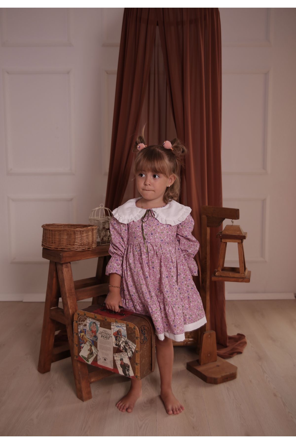 MELLY MELLY JANE PEMBE KIZ ÇOCUK POPLİN ELBİSE