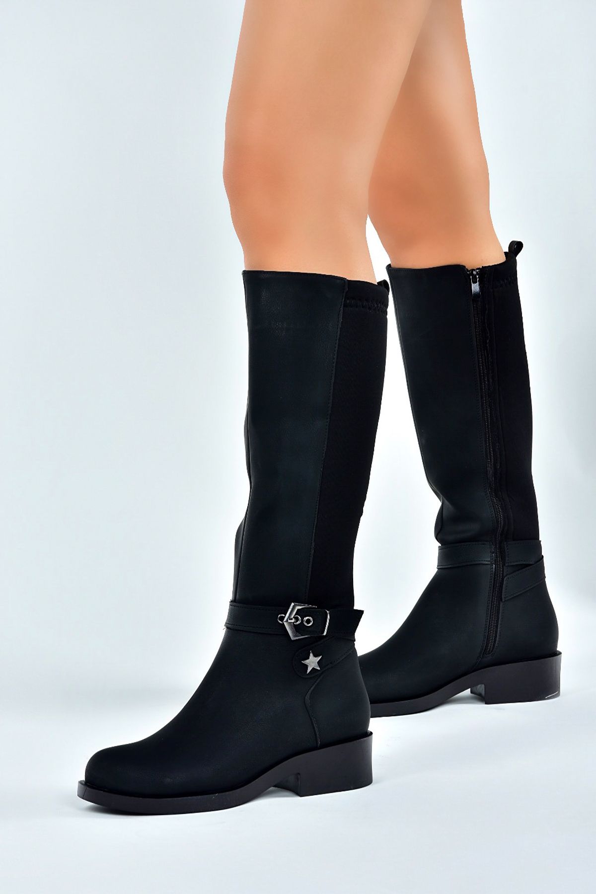 Fox Shoes Black Back Diver Stretch Fabric Short Heeled Daily
