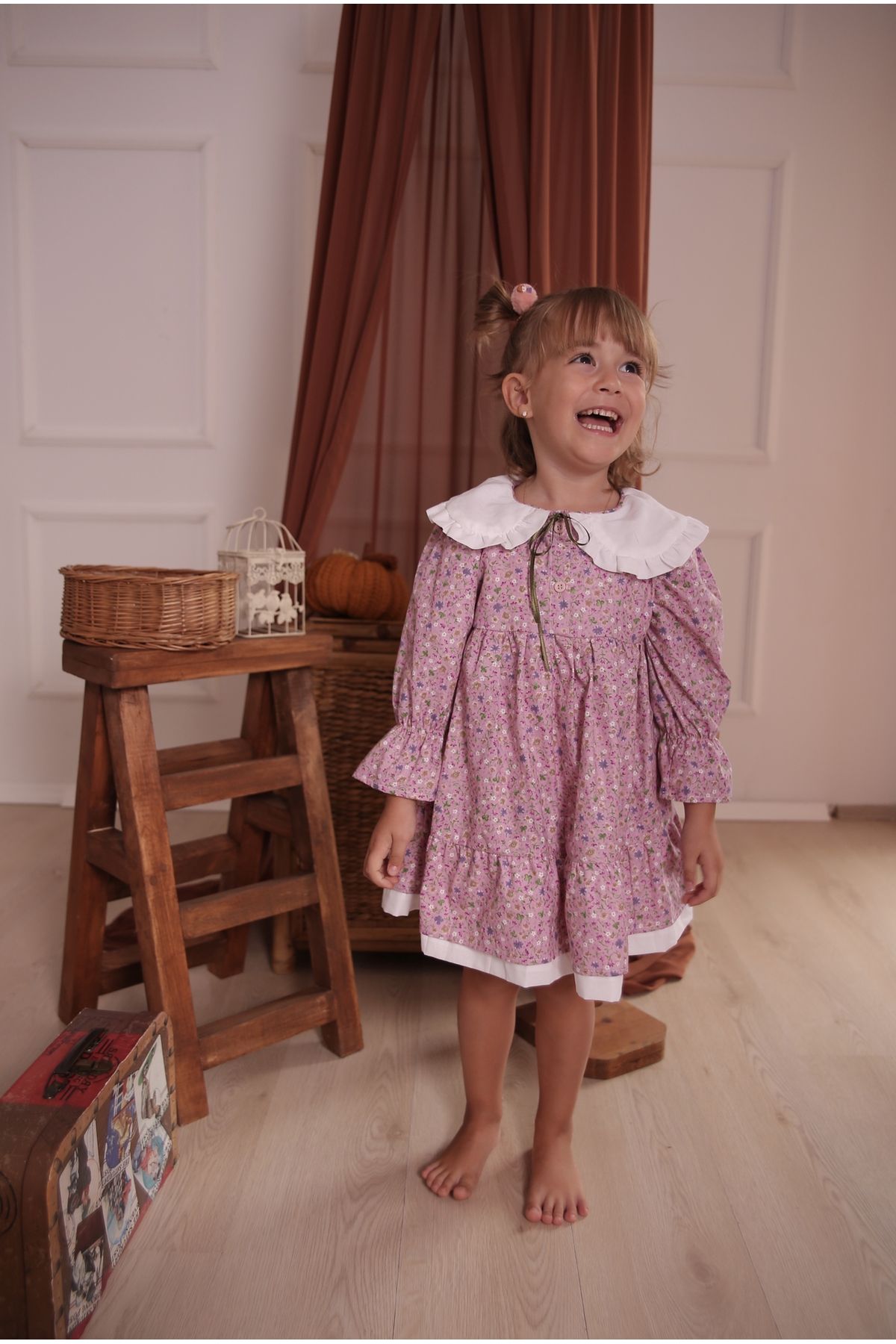 MELLY MELLY JANE PEMBE KIZ ÇOCUK POPLİN ELBİSE