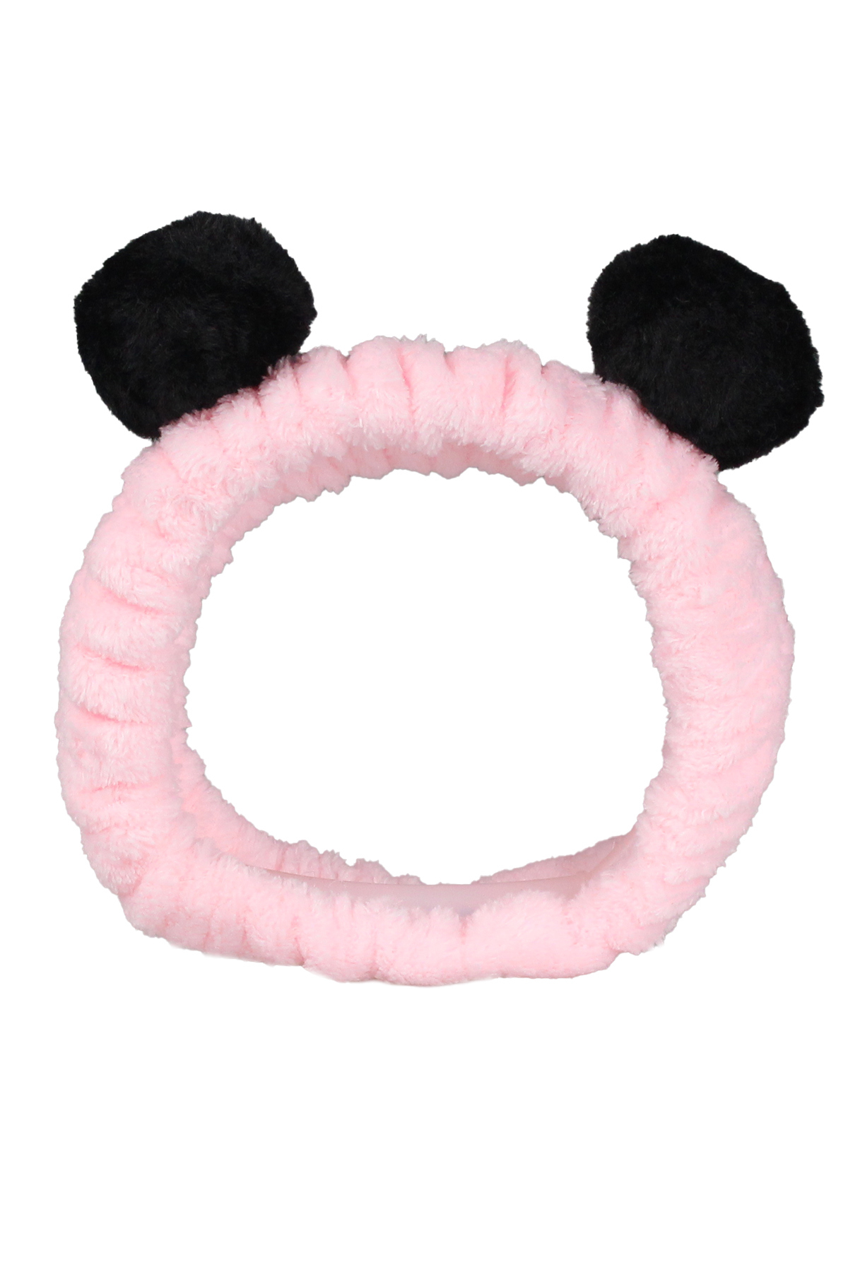Pembe Siyah Ponponlu Peluş Bandana Makyaj Spa Saç Bandı 3