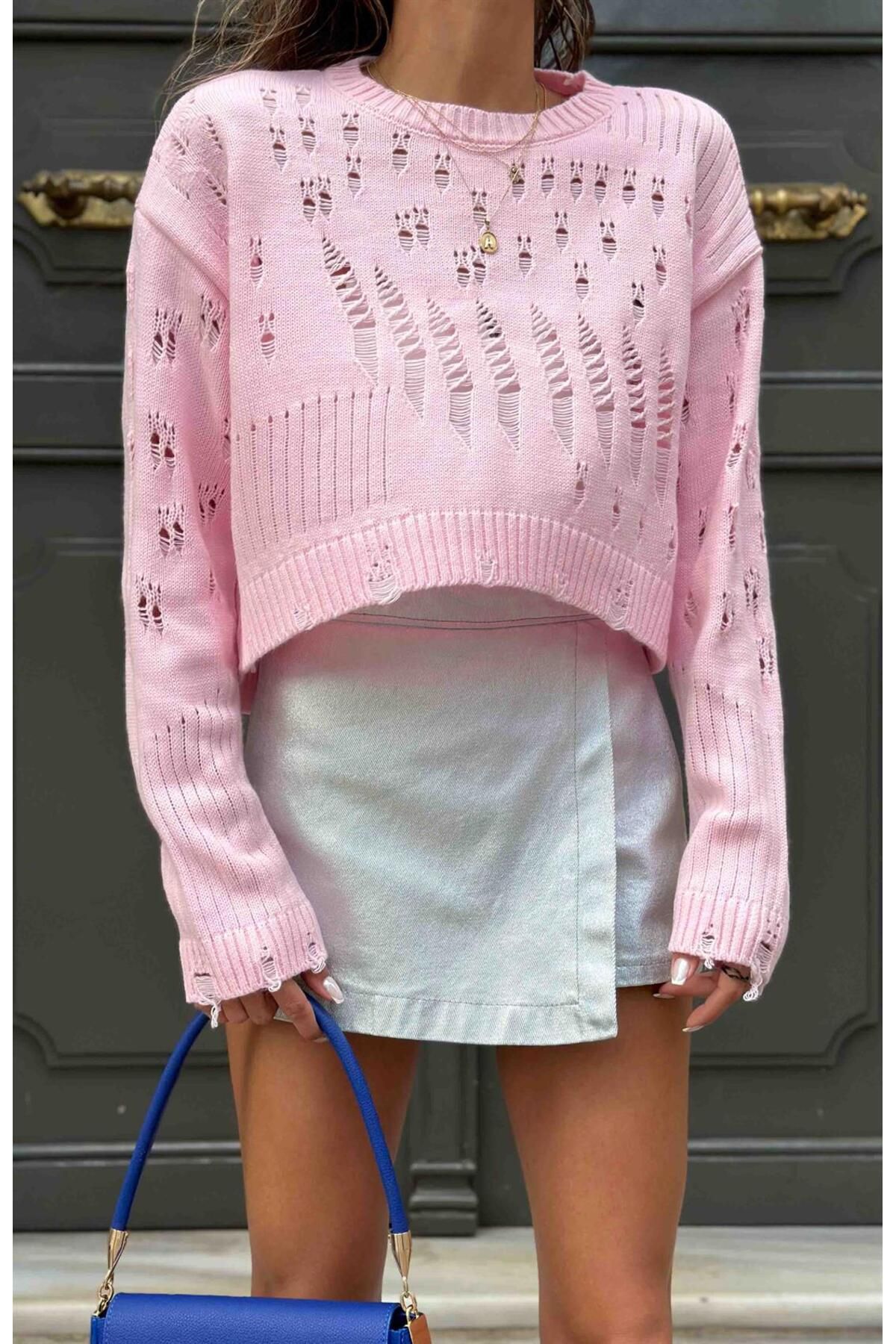 Pink shop ripped sweater