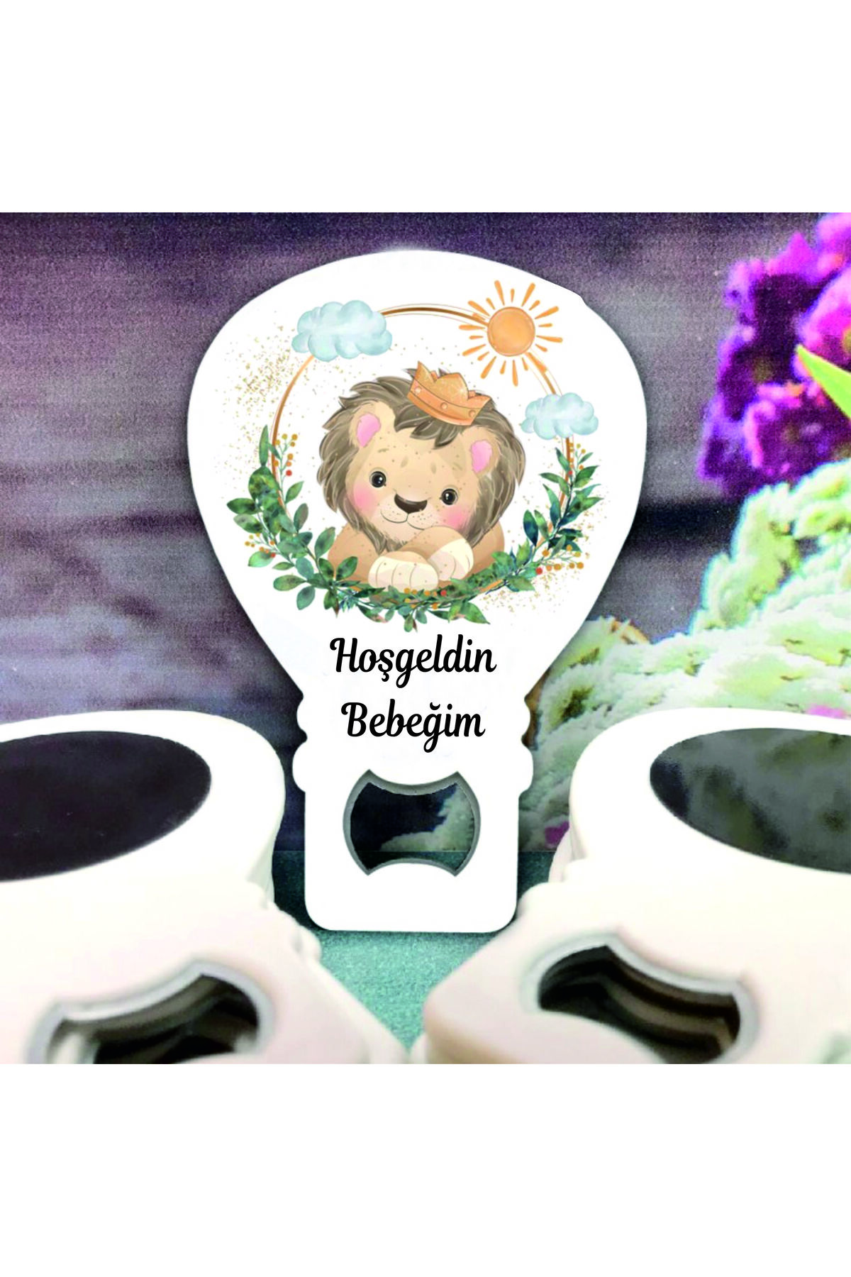 10 pcs (with card and gelatin) baby balloon opening magnet with lion