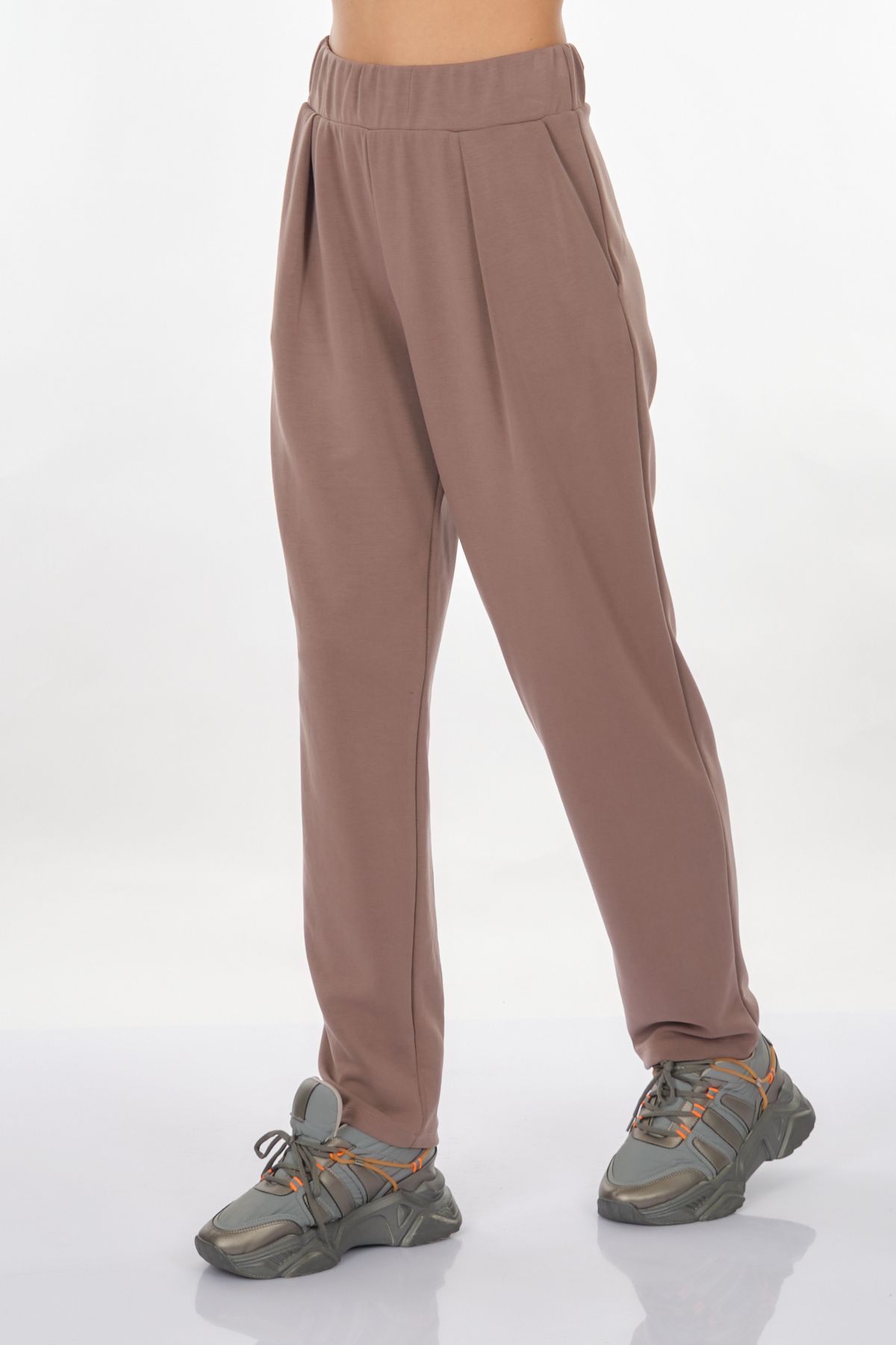 Perspective-Elastic Waist Light Brown Women's Trousers24790166 5