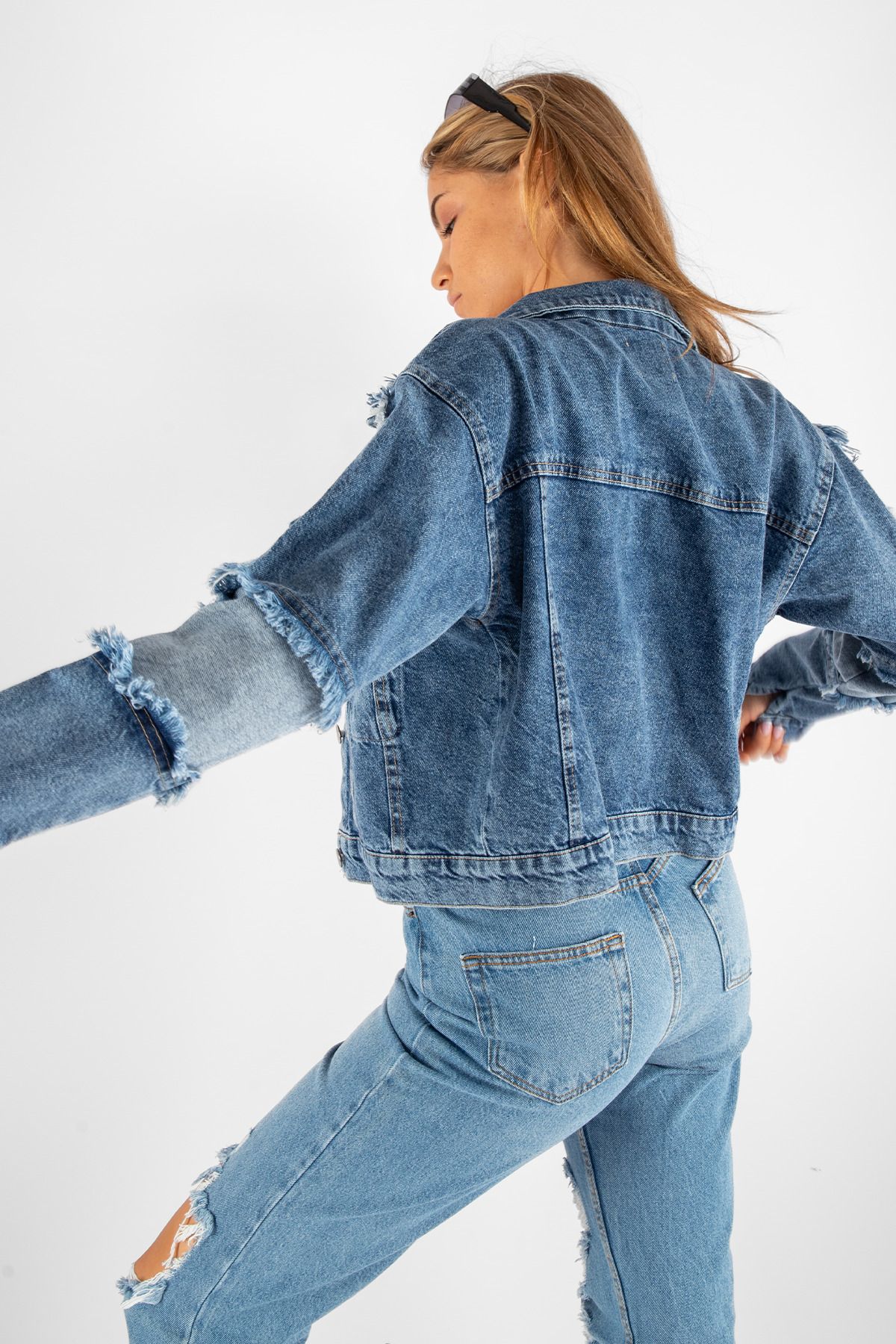 Denim online ripped jacket