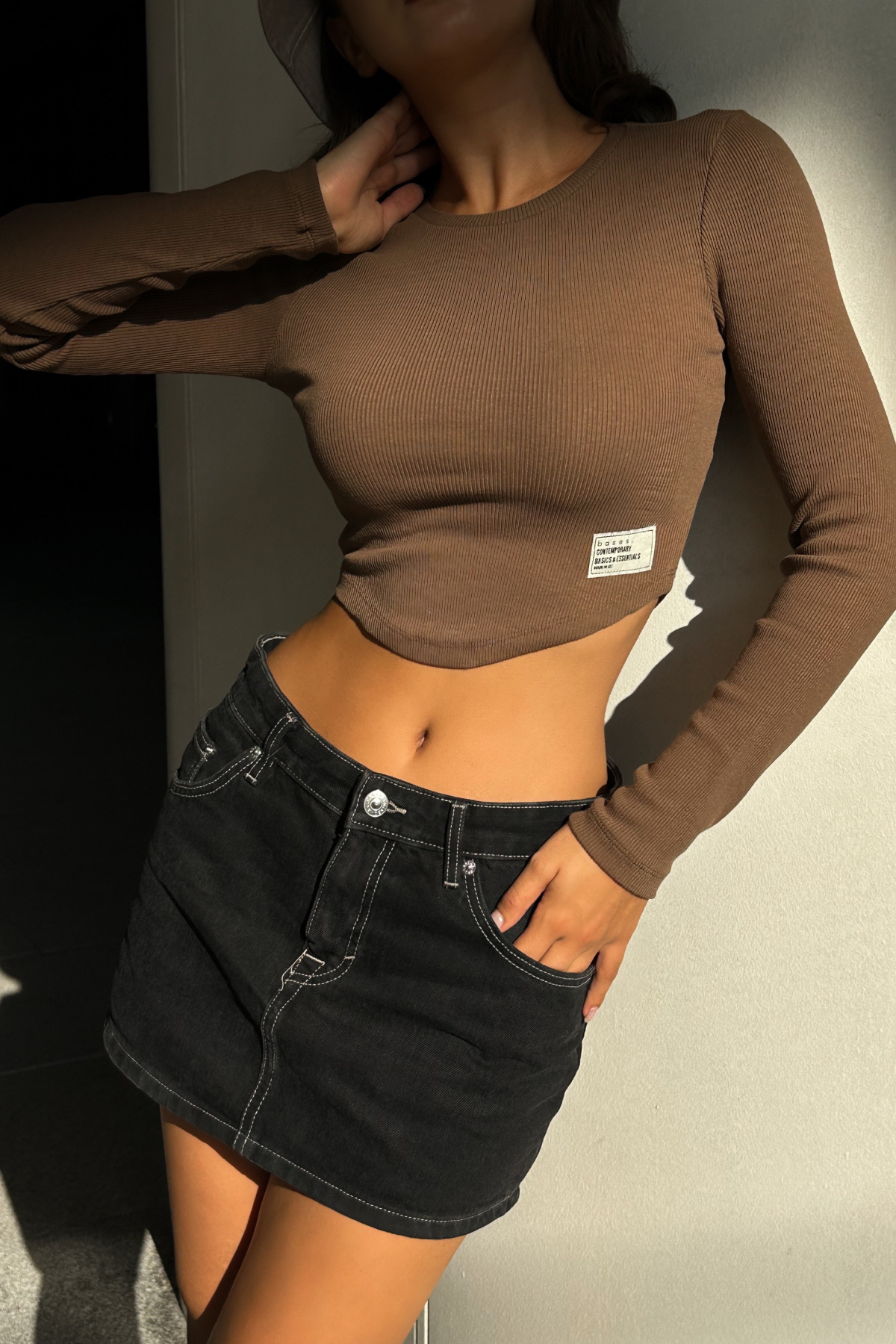 Kolsuz Crop Top Ve Uzun Etek Takımı main image 1