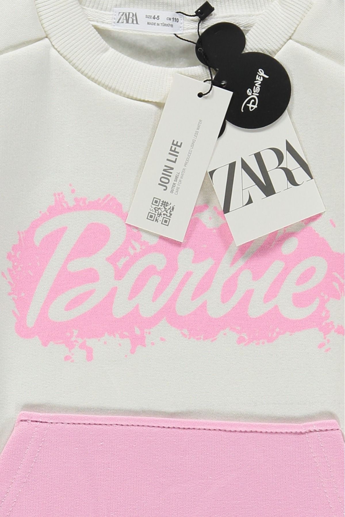 Brand Threads Kids' Barbie Sweatshirt and Leggings Set, Pale Pink, 4-5 years