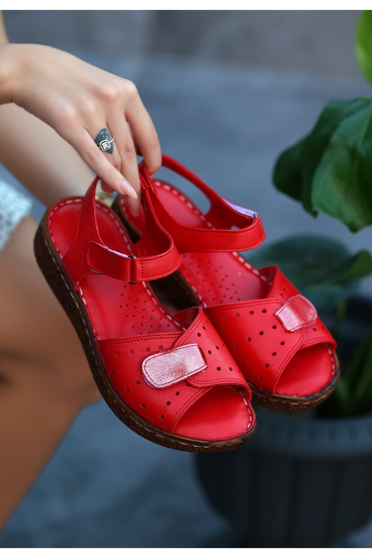 Reya Kırmızı Cilt Sandalet