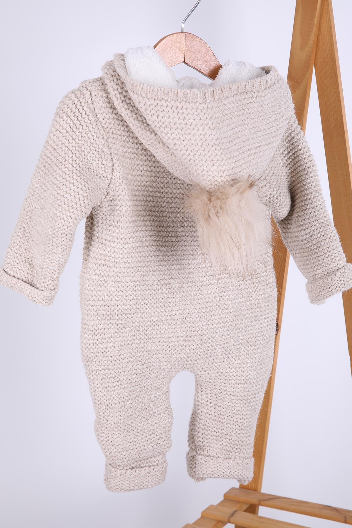 Babyhola %100 Kalın Triko İçi Velsoft Tulum Kız Erkek Bebek Çocuk Ponpon Kapüşonlu Kışlık Dış Tulum fotoğrafı 7 (önizleme)