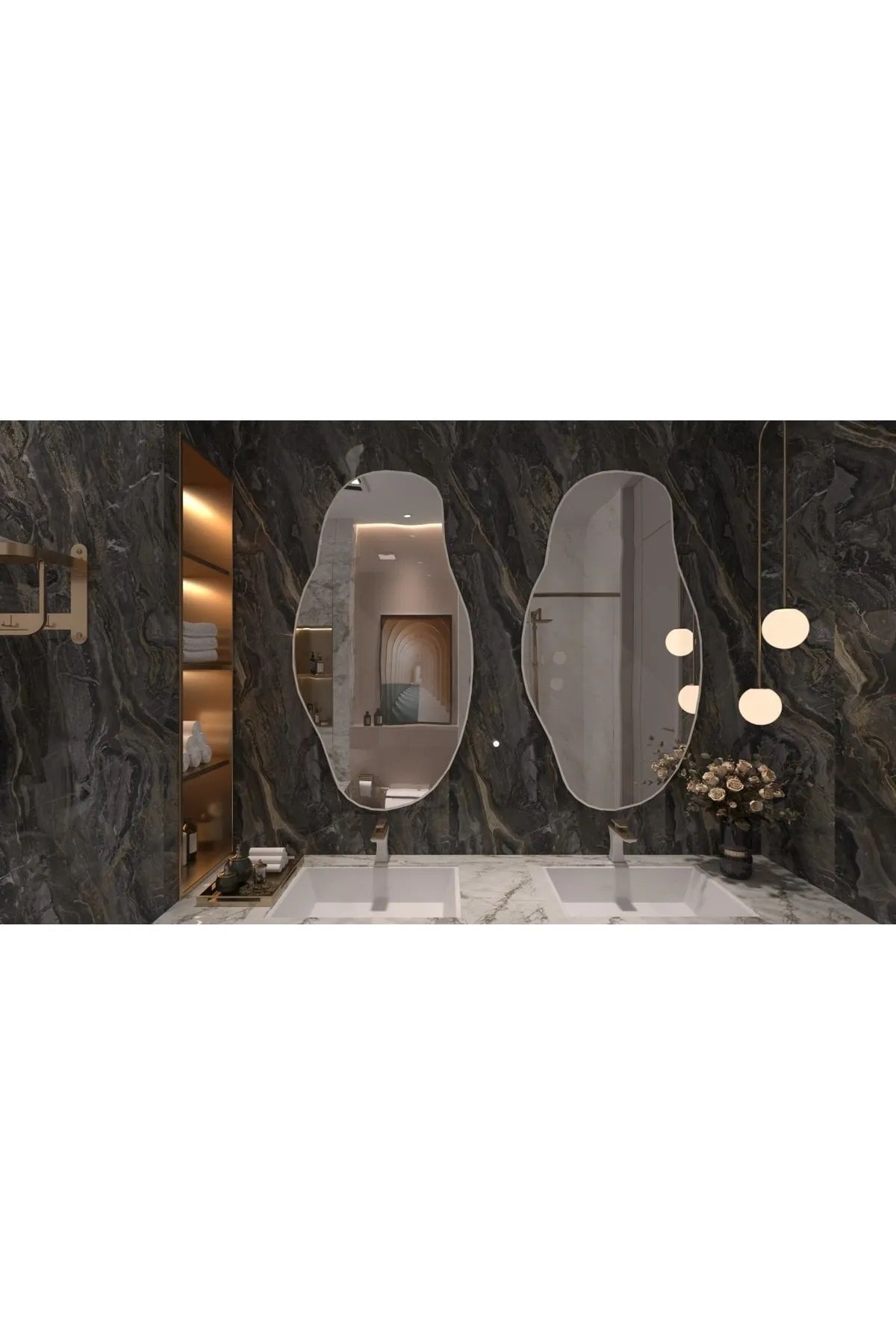 nysamo-40X70 Asymmetrical Decorative Mirror - Sideboard, Hall, Wc and Dresuar Mirror 3
