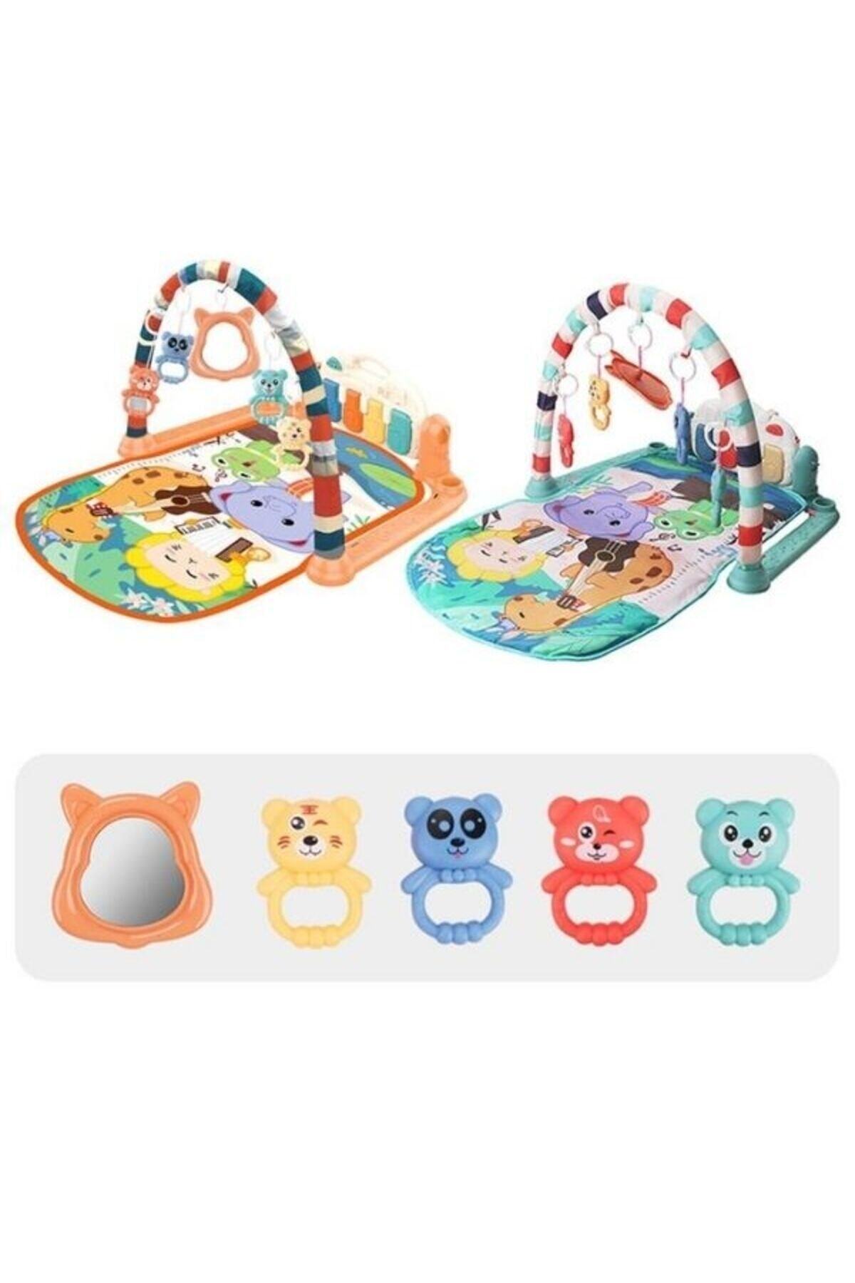 BabyLondy Sevimli Hayvanlar Sesli Işıklı Aynalı Piyanolu Oyun Halısı Mavi-Pembe fotoğrafı 5 (önizleme)