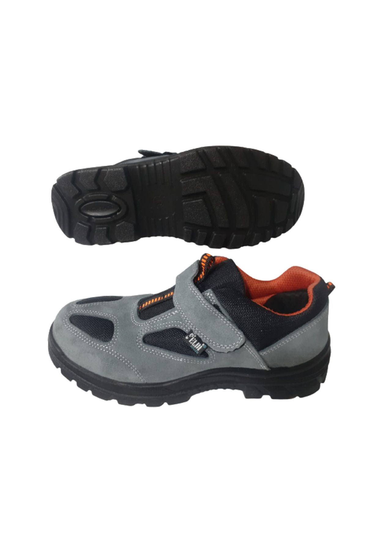 ELDİ-POWER Men's Grey-Orange Steel Toe Suede Work Safety Shoes 3