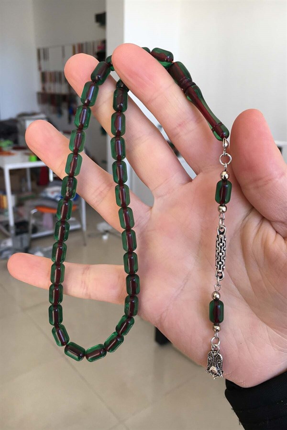 Capsule Grain Oil Green Rosary for Men